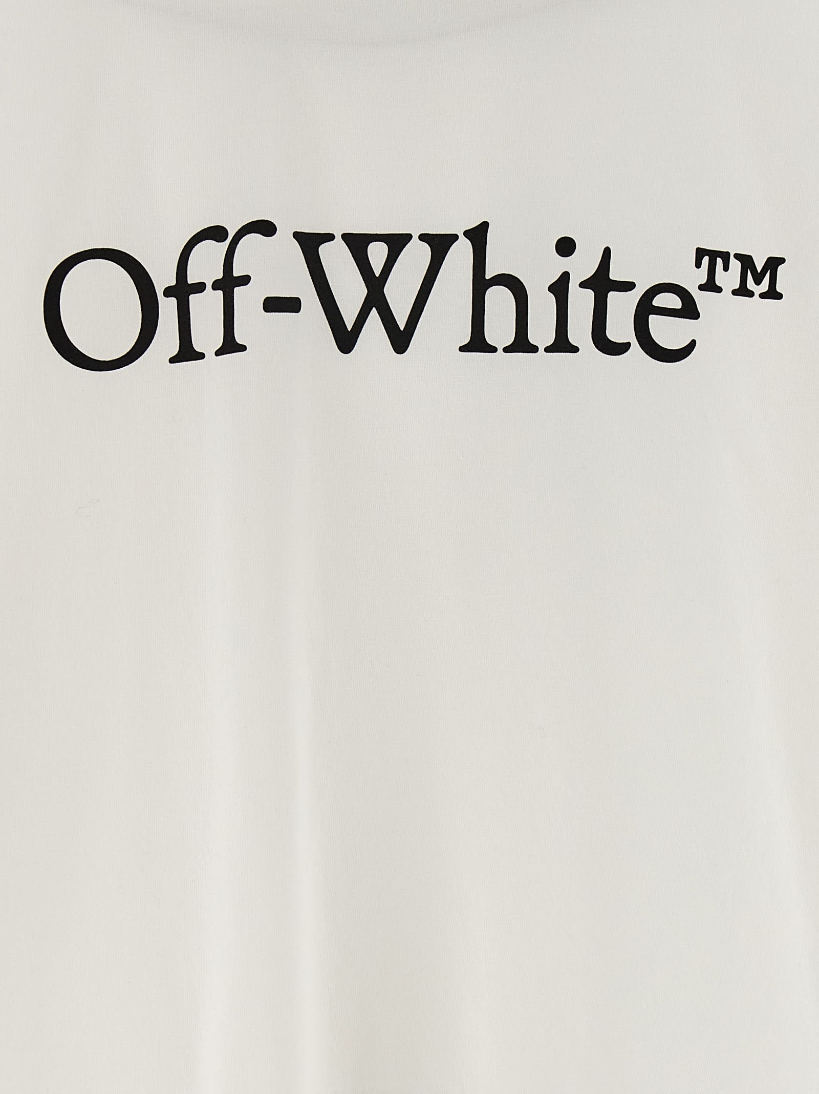 Off-white Off White Big Logo Bookish Cropped T Shirt In White