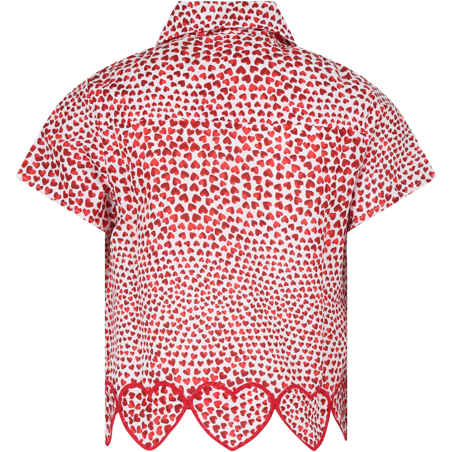 Shop Stella Mccartney Red Shirt For Girl With Hearts Print