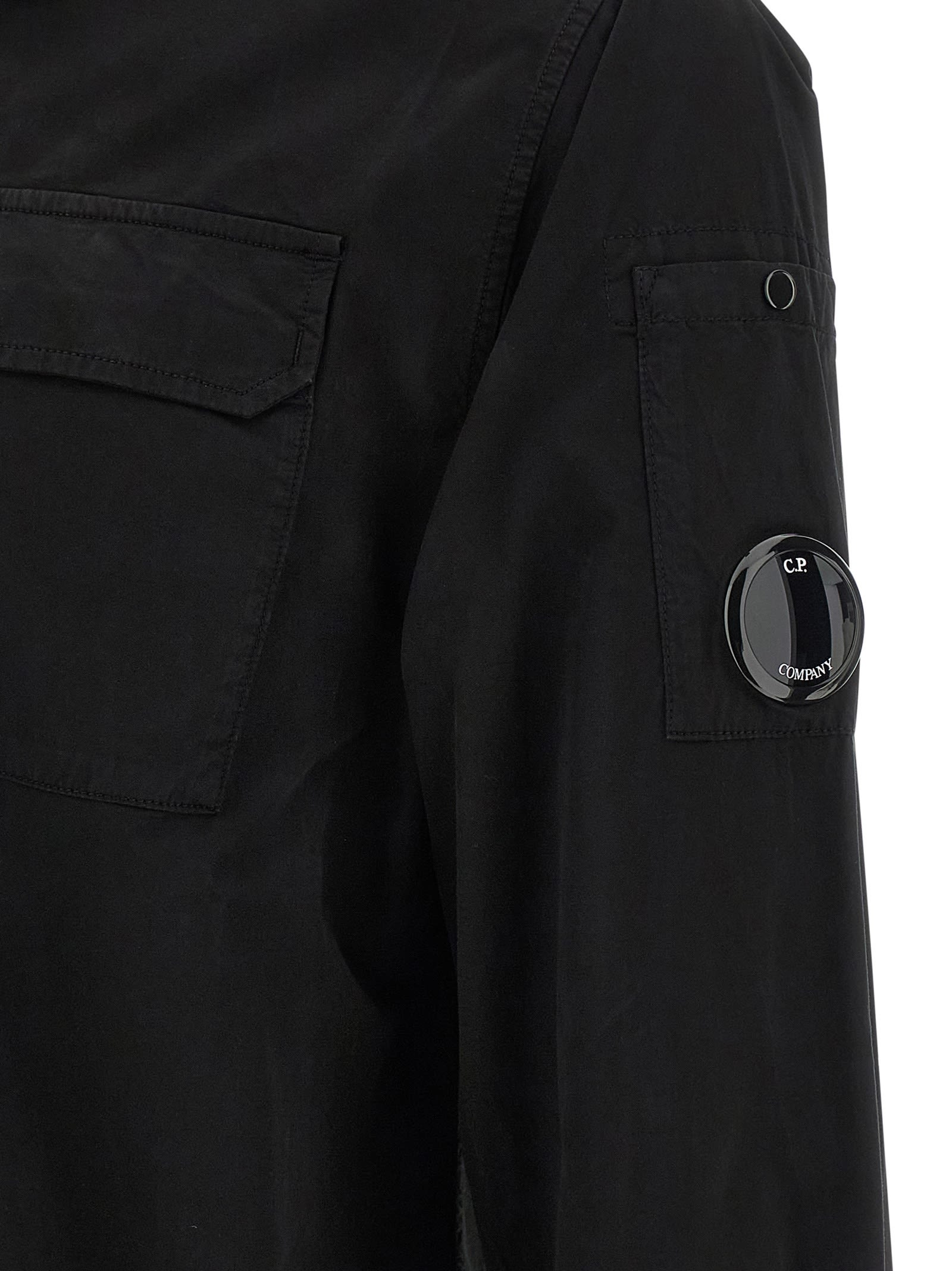 C.p. Company C.p.company Organic Gabardine Zipped Utility Overshi In Black