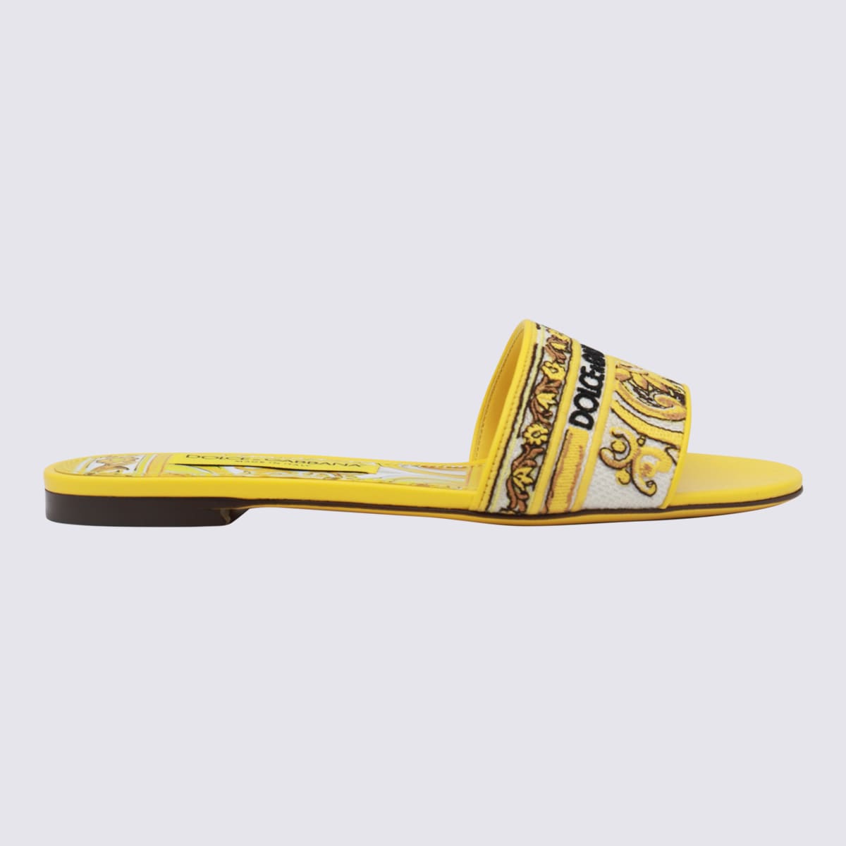 Shop Dolce & Gabbana Yellow Flats In Multicolor/sole