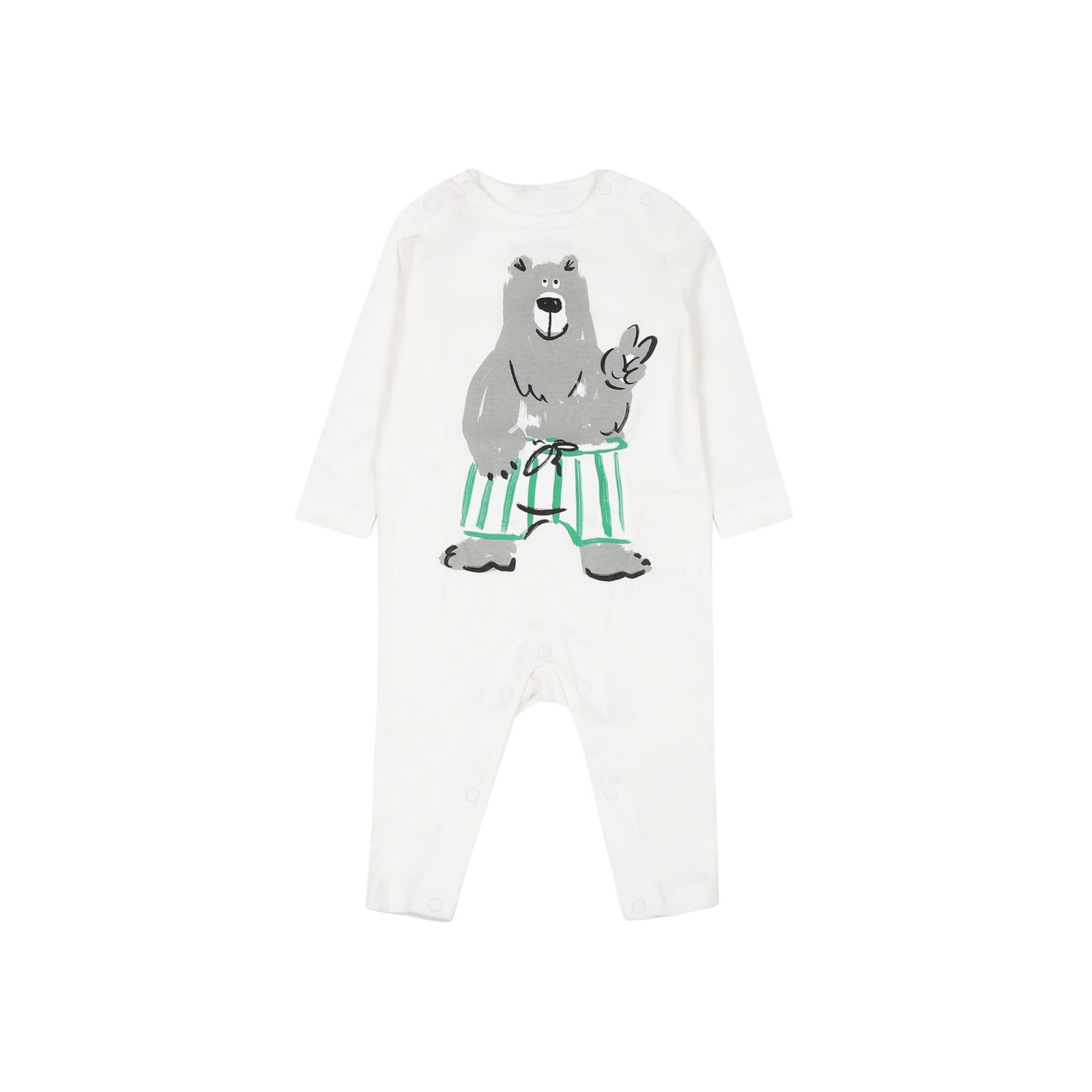 Shop Stella Mccartney White Set For Baby Boy With Printed Bear