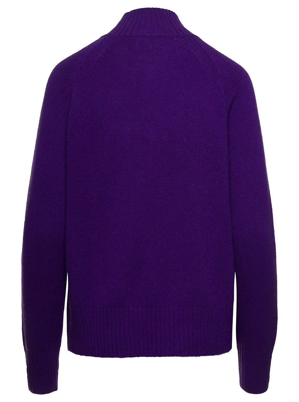 Shop Allude Violet Mockneck Sweater With Ribbed Trim In Cashmere Woman