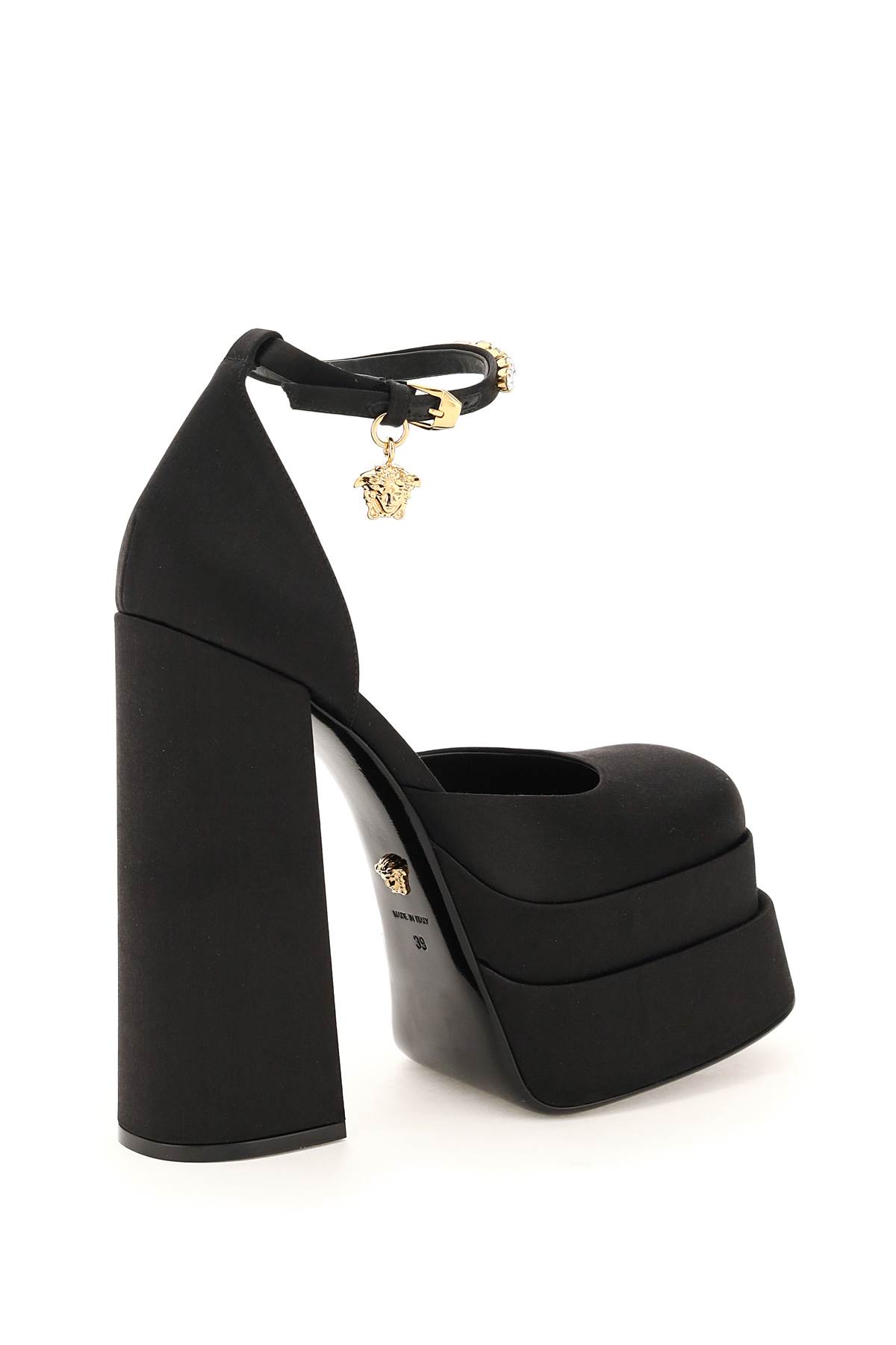 Shop Versace Medusa Aevitas Double Platform Pumps In Black  Gold (black)