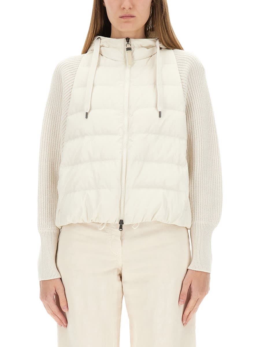 Brunello Cucinelli Down Jacket With Knitted Sleeves