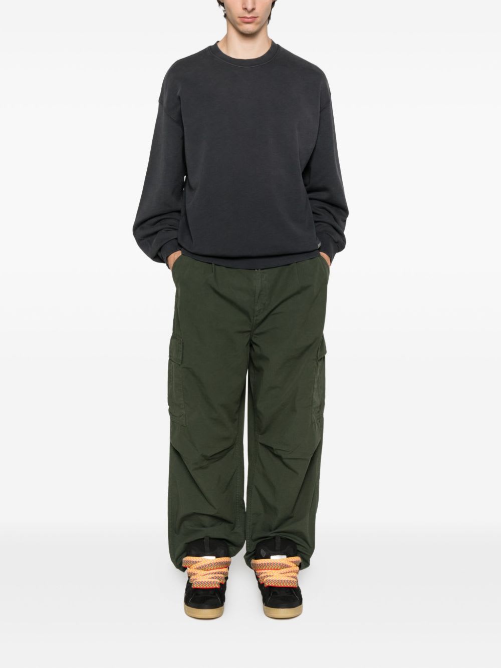 Carhartt Cargo Trousers With Belt Loops And Multiple Pockets In Green