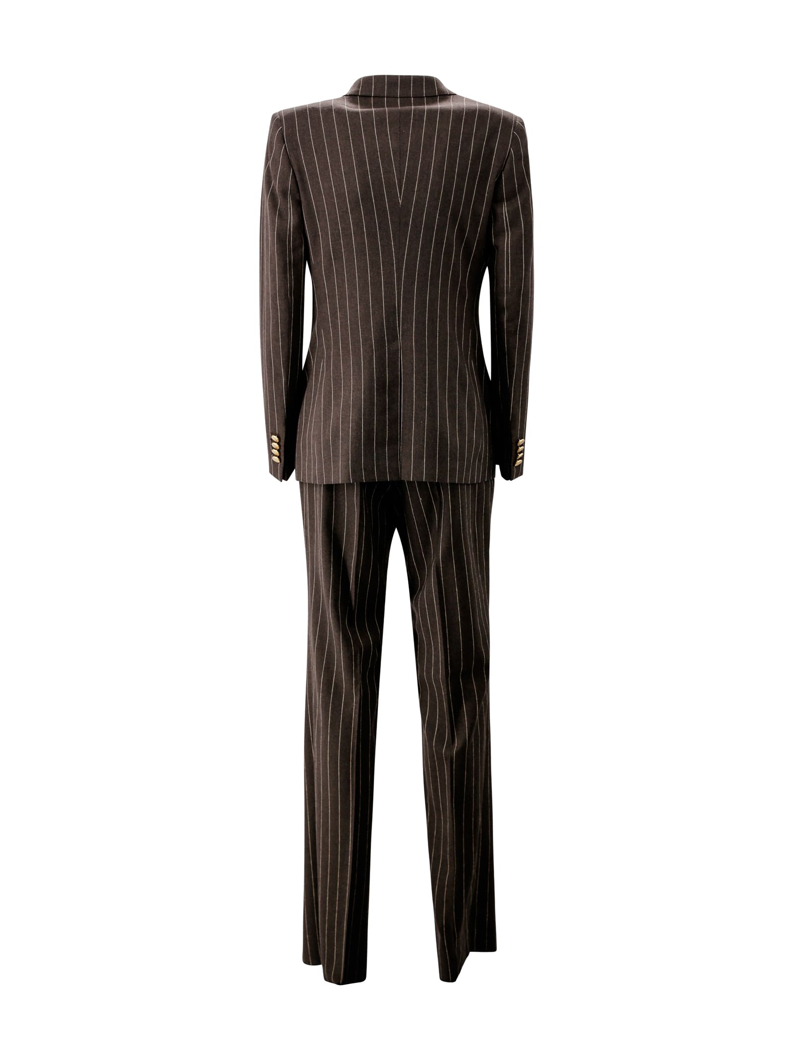 Shop Tagliatore Double-breasted Pinstripe Suit In Brown