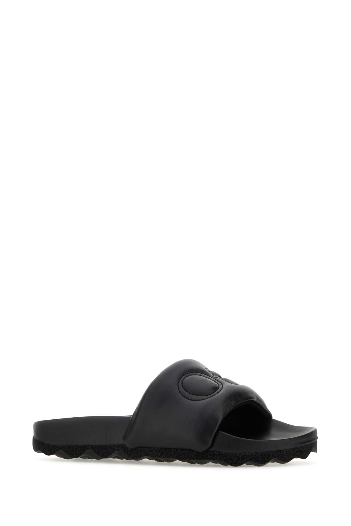 OFF-WHITE BLACK LEATHER BOOKISH SLIPPERS