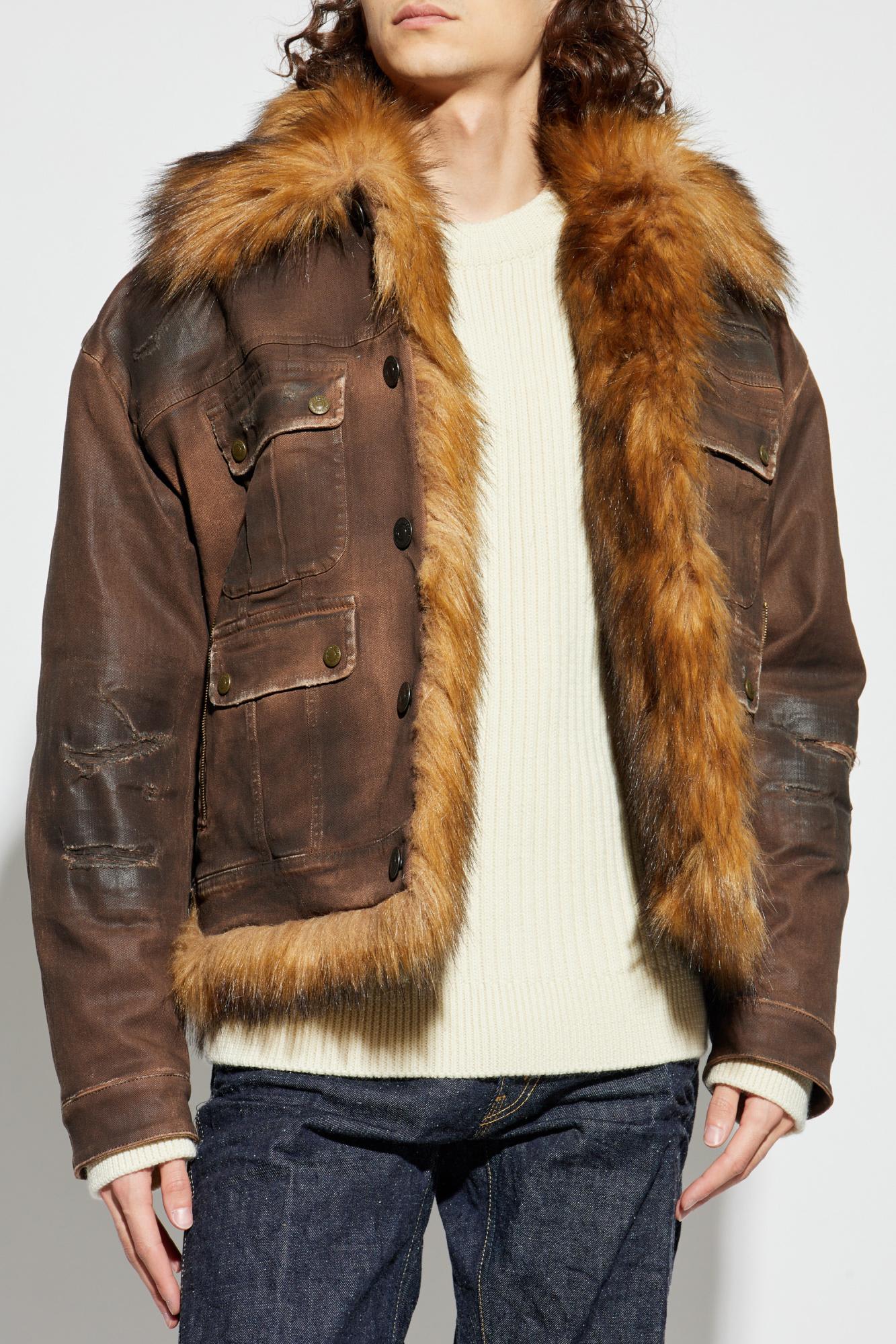 Dsquared2 Insulated Denim Jacket In Animal Print