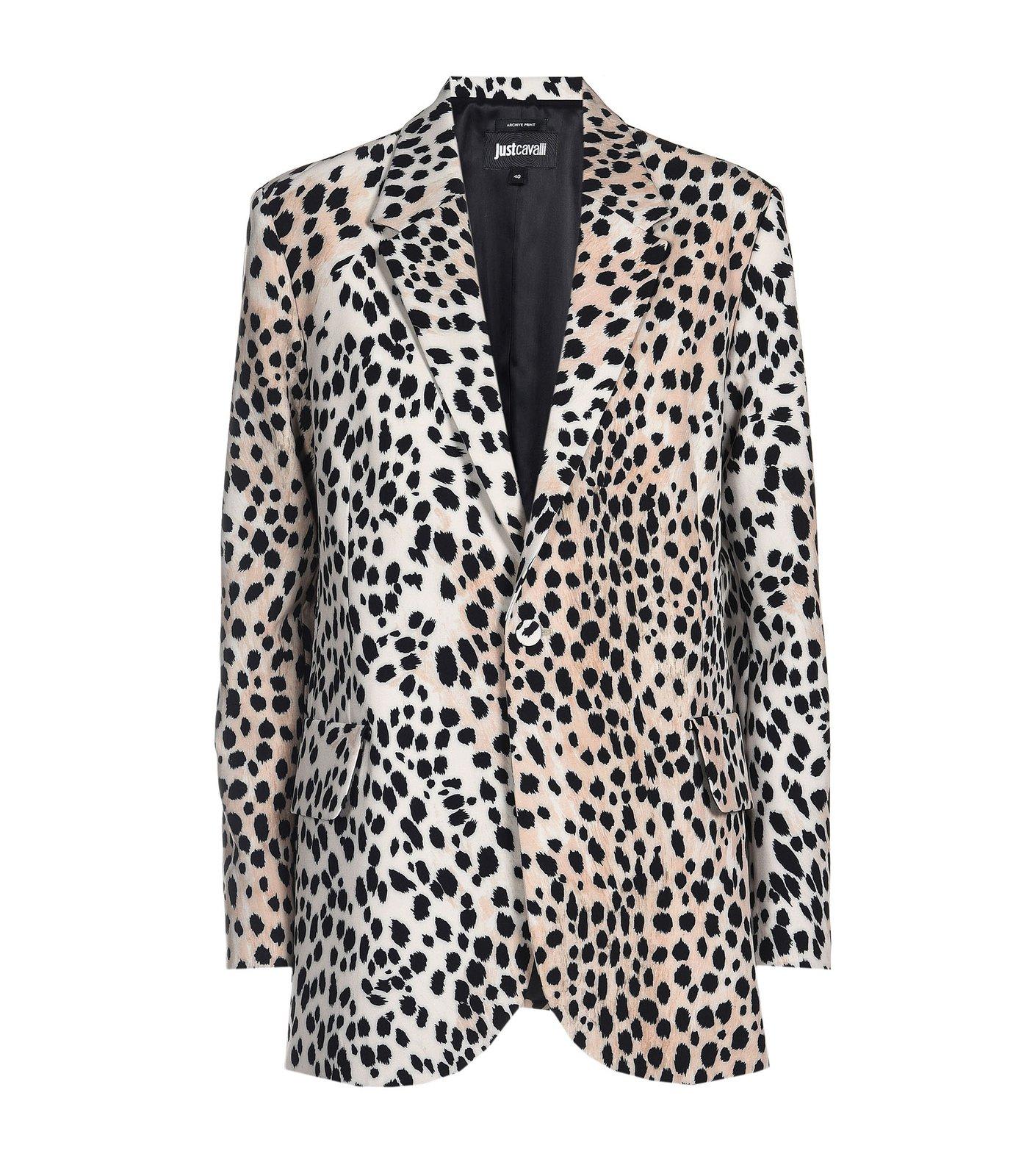 Just Cavalli Single-breasted Leopard Printed Blazer