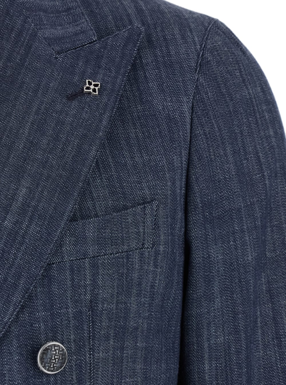 Shop Tagliatore Montecarlo Blue Double-breasted Jacket In Denim Man