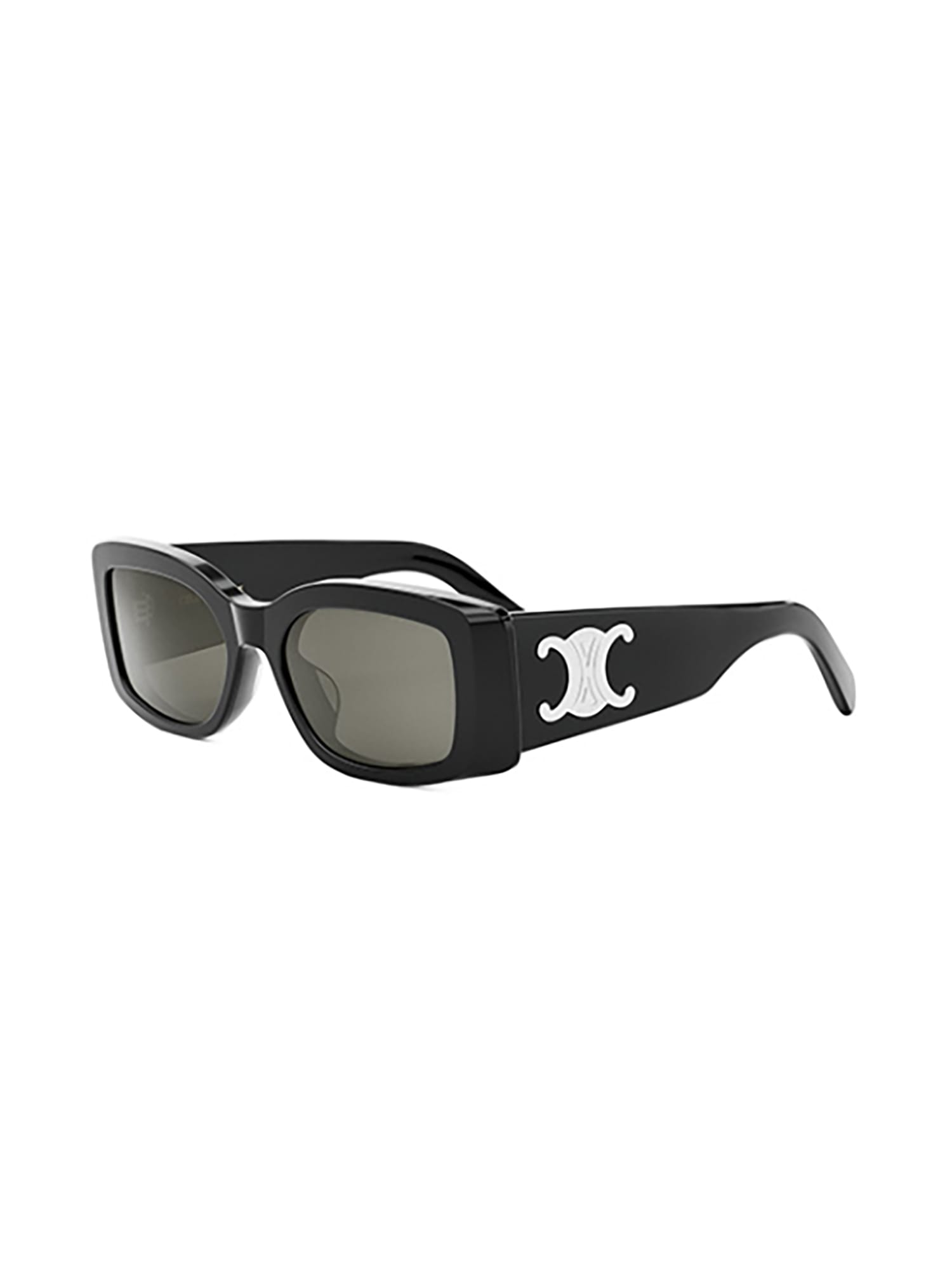 Celine Triomphe Acetate Rectangle Sunglasses In Black