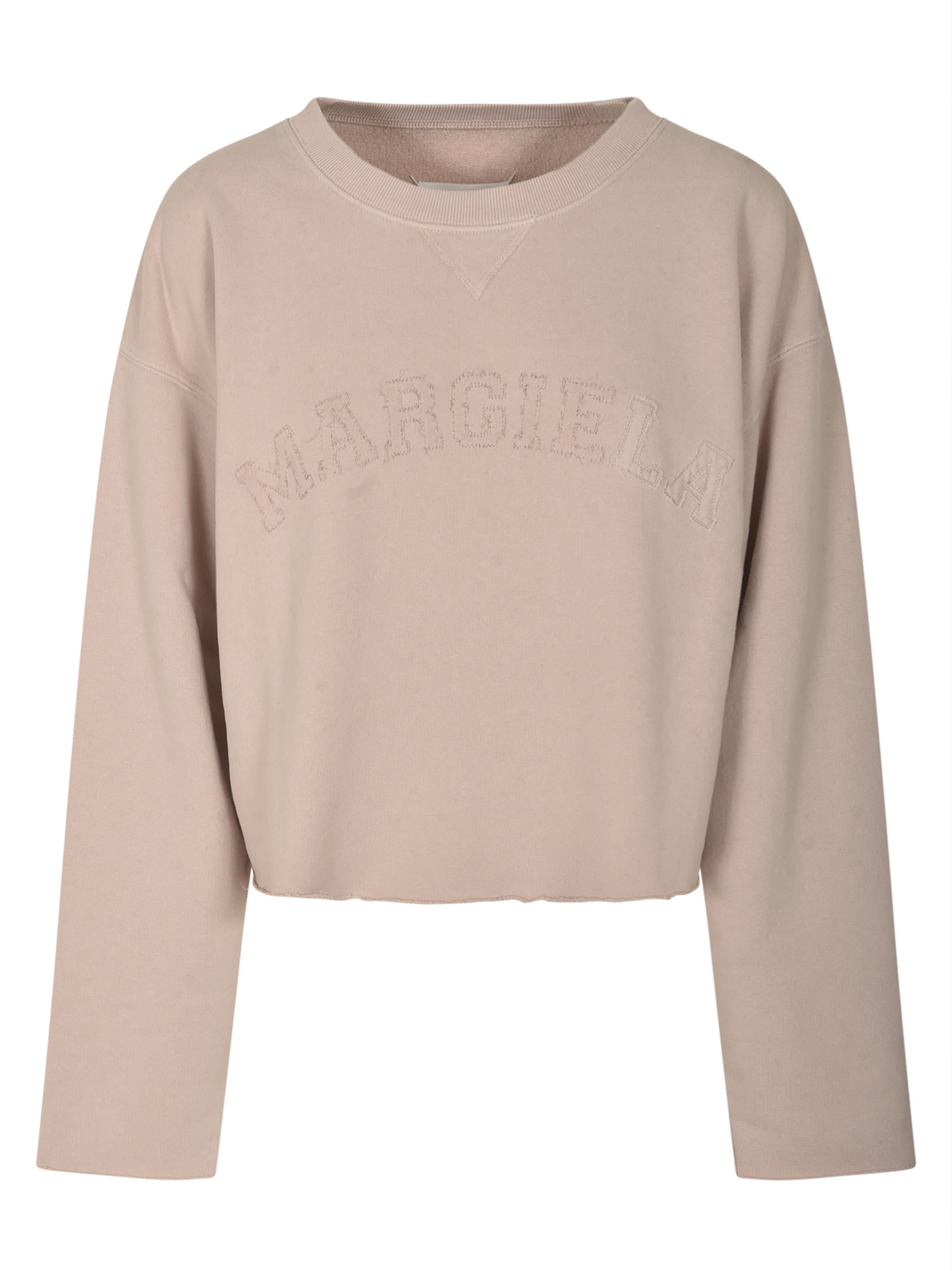 MAISON MARGIELA LOGO EMBROIDERY CROPPED SWEATSHIRT 