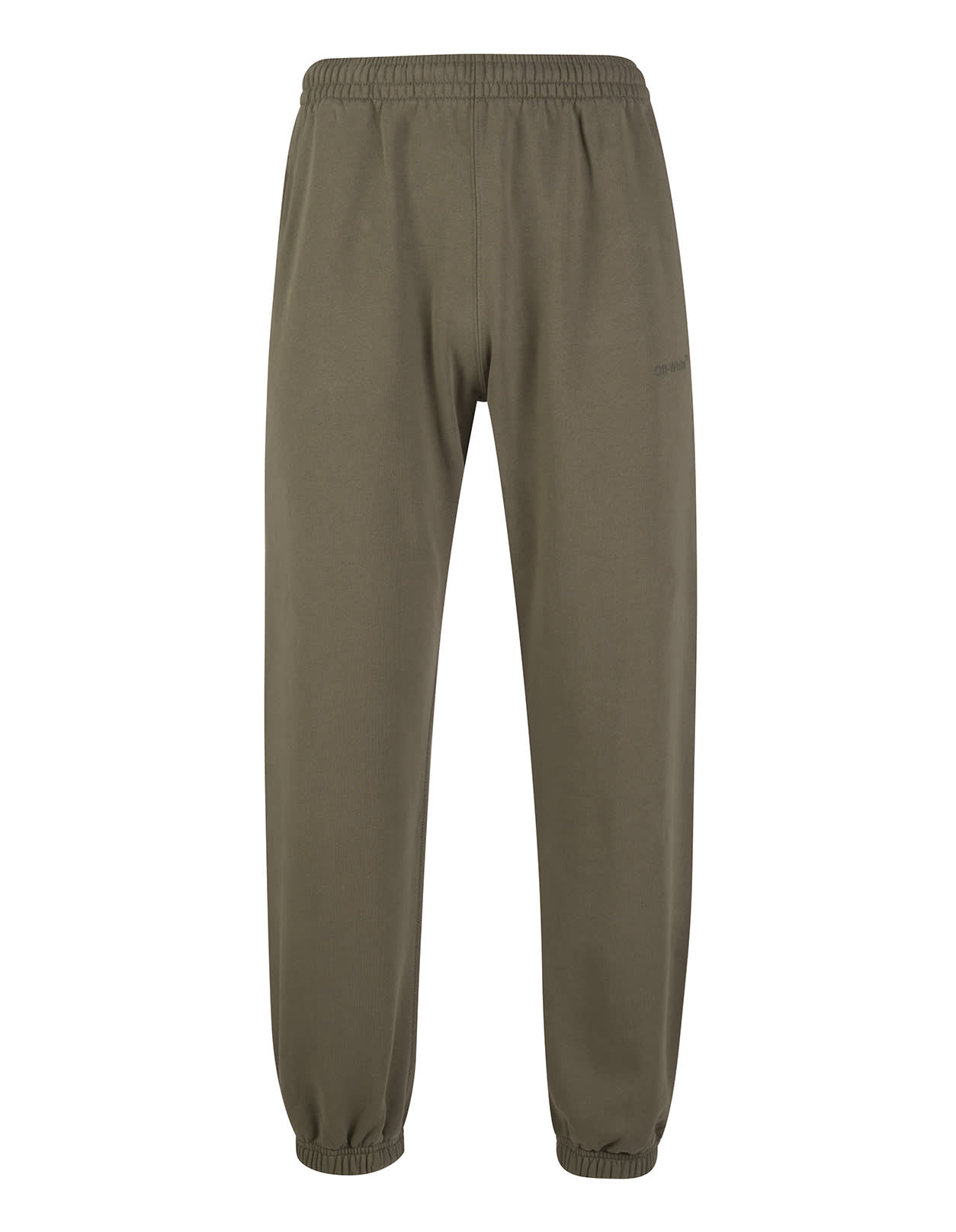 Off-White Man Military Green Slim Fit Joggers With Diagonal Print