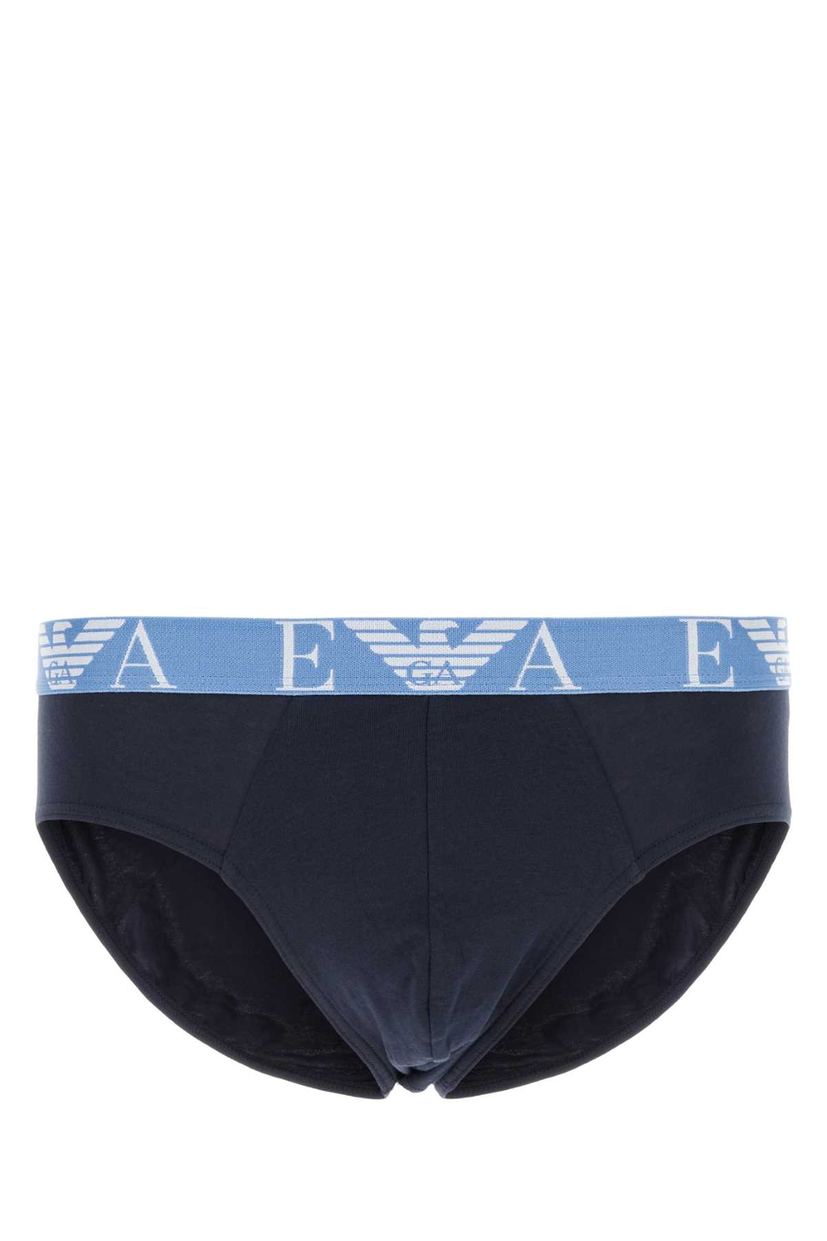 Blue Stretch Cotton Brief Set