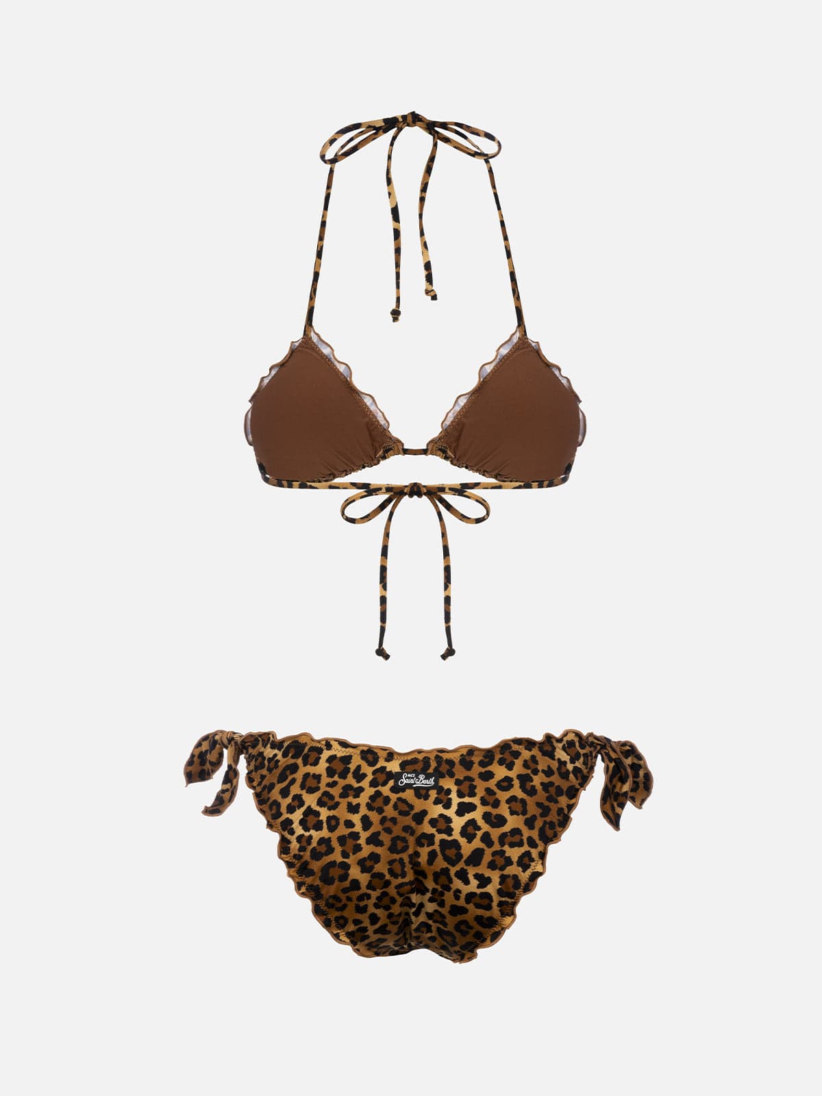 Shop Mc2 Saint Barth Woman Animalier Triangle Classic Bikini Sarius In Brown