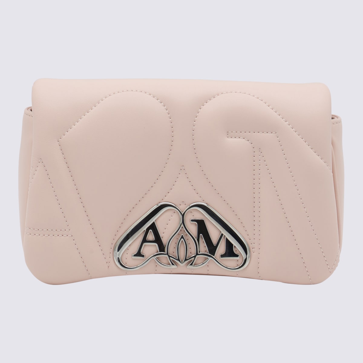 Alexander Mcqueen Powder Pink Leather The Seal Crossbody Bag In Clay