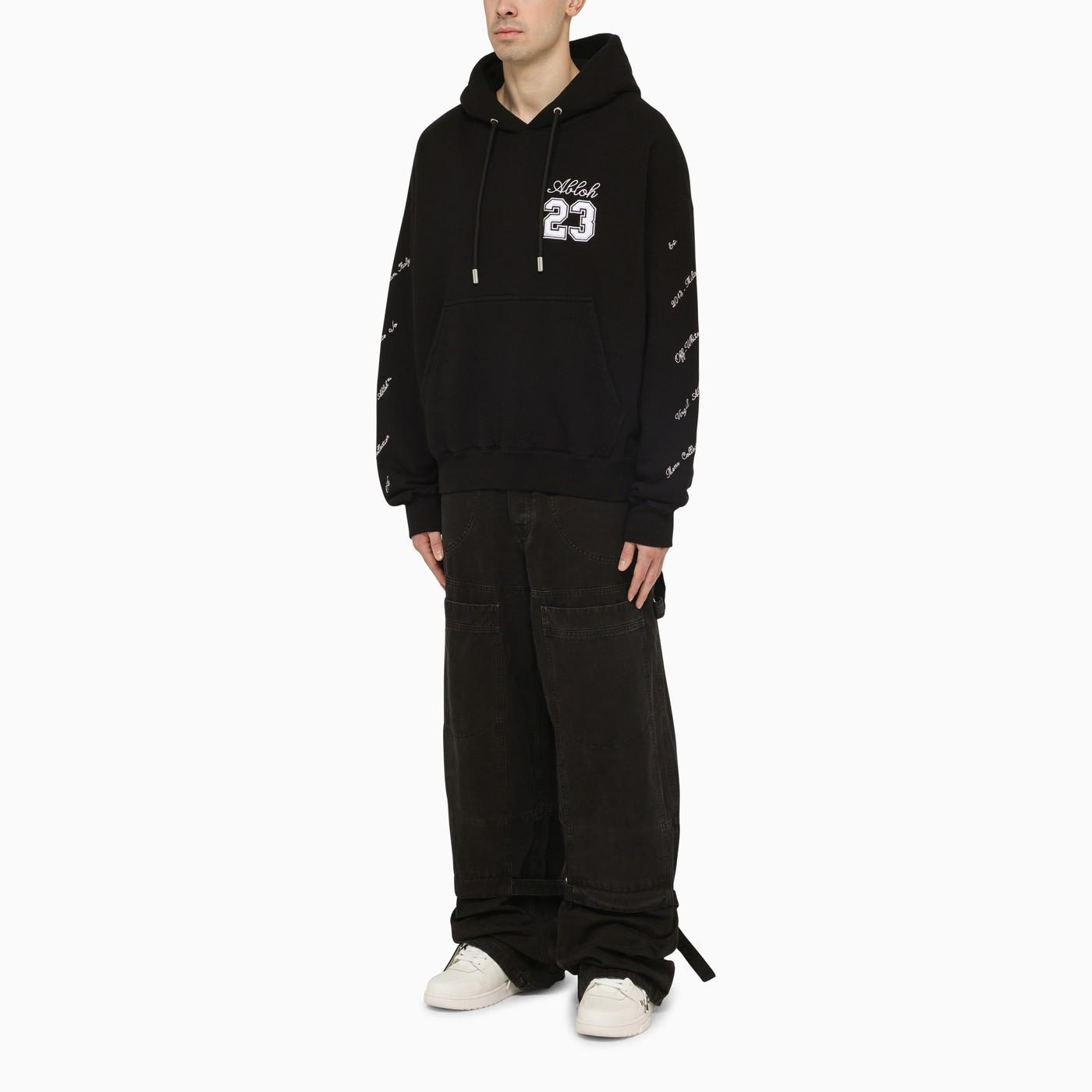 Shop Off-white Black Skate Hoodie With Logo 23 In Black/white