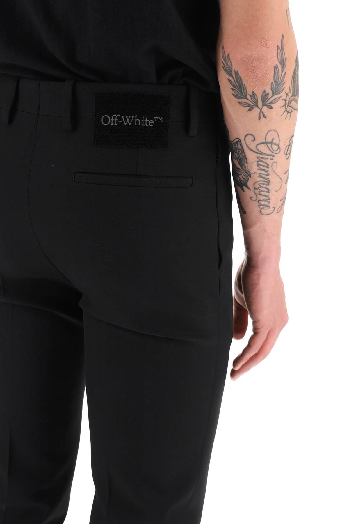 Shop Off-white Slim Tailored Pants With Zippered Ankle In Black (black)