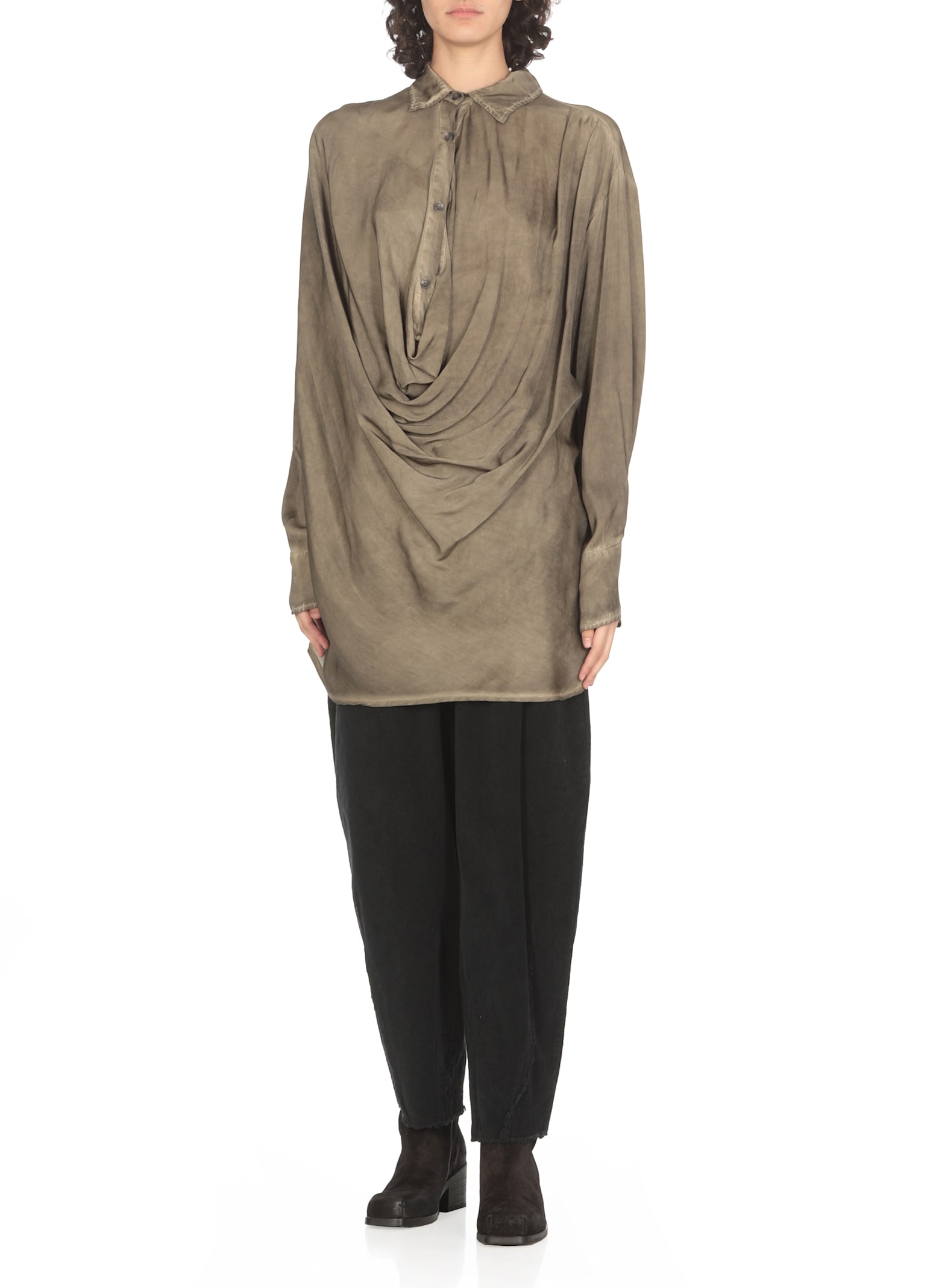 Shop Sanctamuerte Viscose Shirt In Green