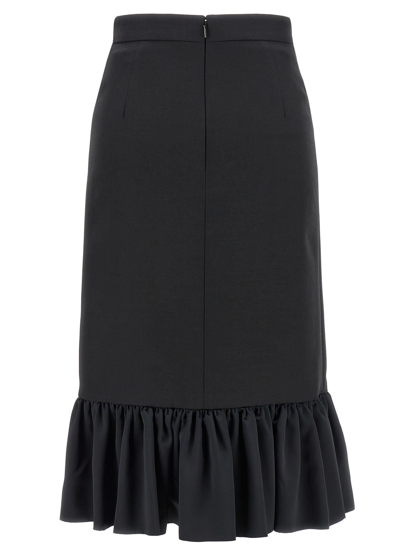 Valentino Black Crepe Couture Skirt In Black