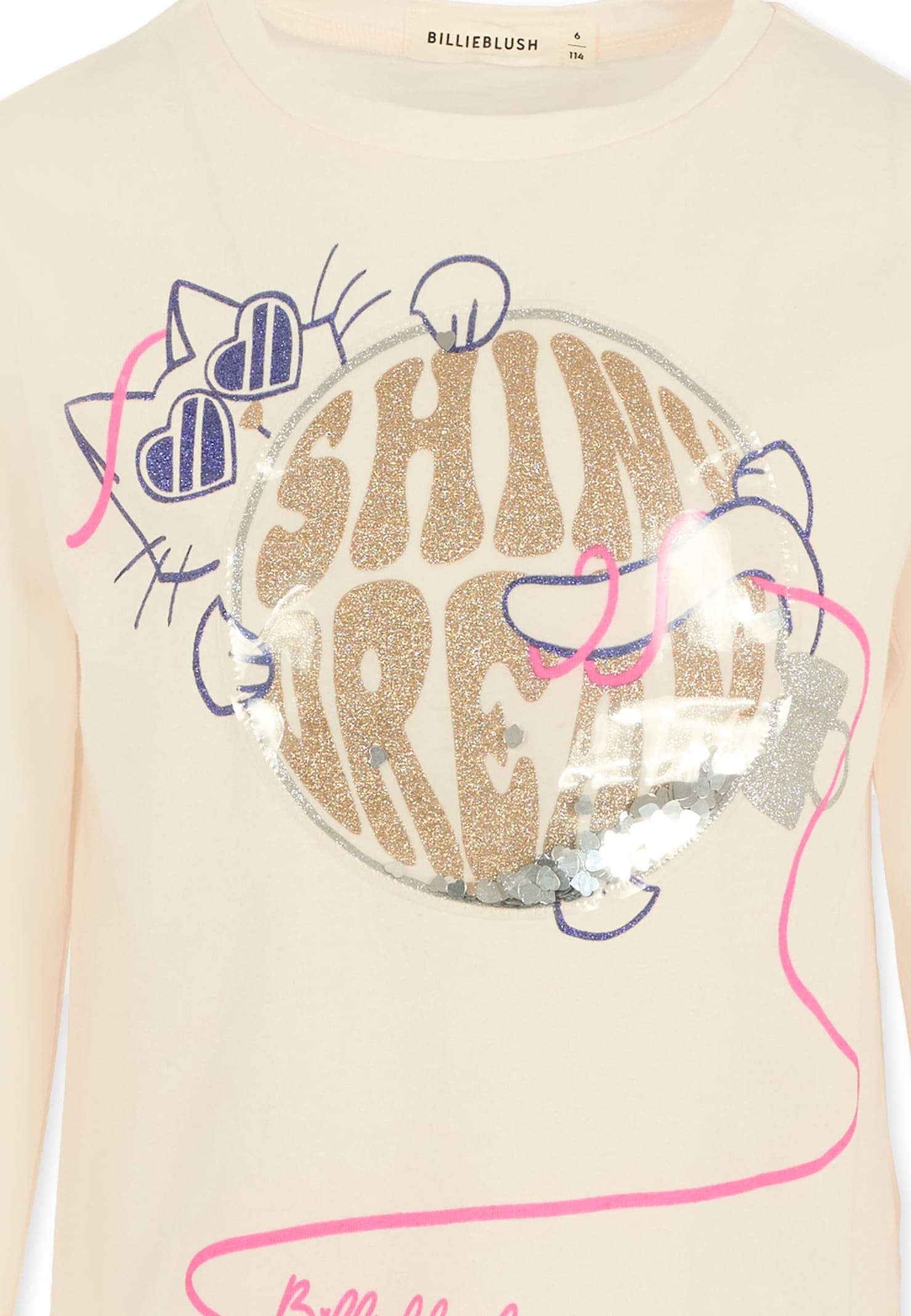 Billieblush Ivory T-shirt For Girl With Cat In Neutral