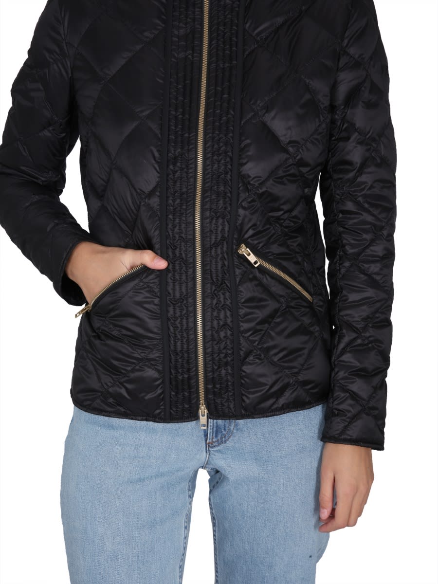 Fay Quilted Black Down Jacket With High Collar In Black