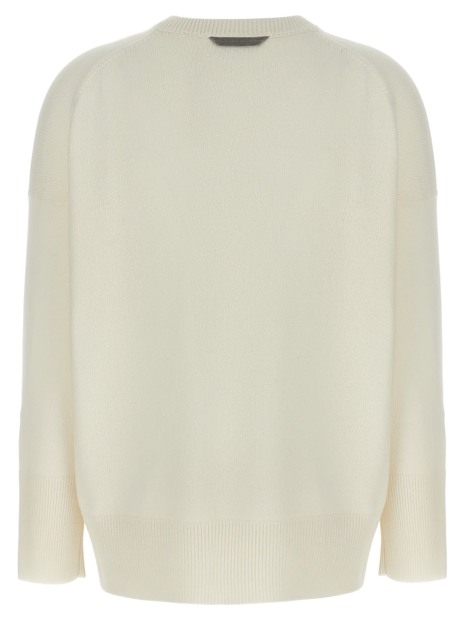 Brunello Cucinelli Monili-chain Cashmere Sweater In Neutral