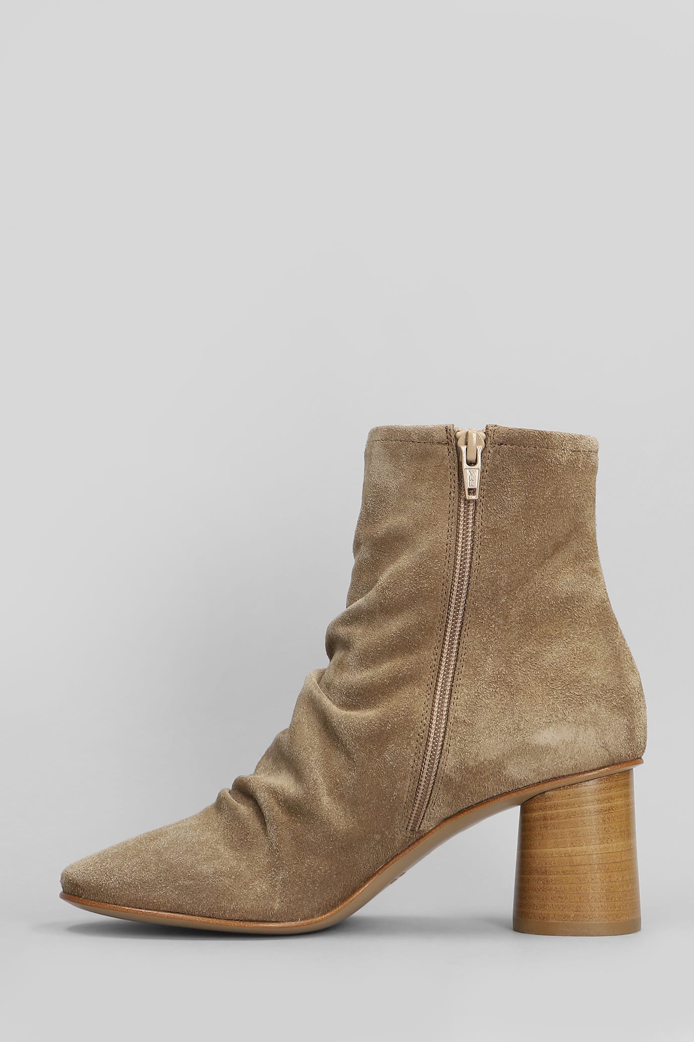 Elena Iachi High Heels Ankle Boots In Camel Suede In Camel