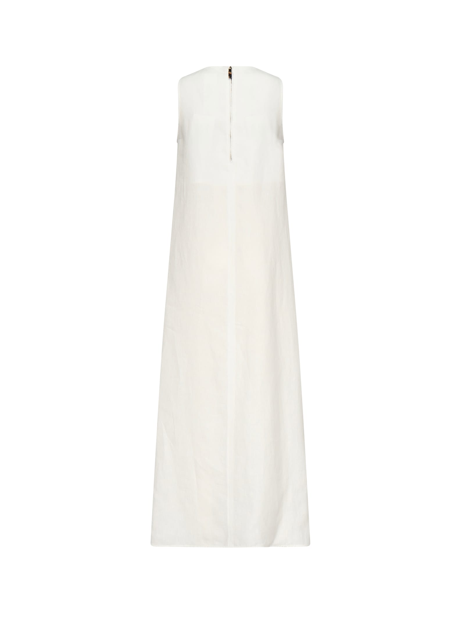 Max Mara Flared Linen Dress Simeone In White