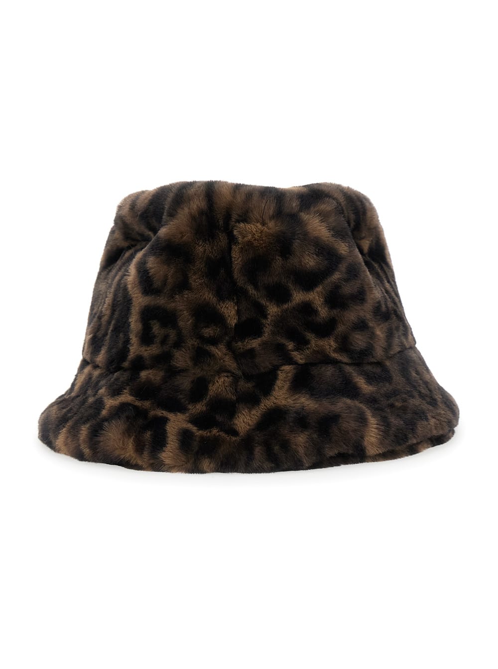 Apparis Amara Brown Bucket Hat With Leopard Motif In Ecofur Woman In Brown