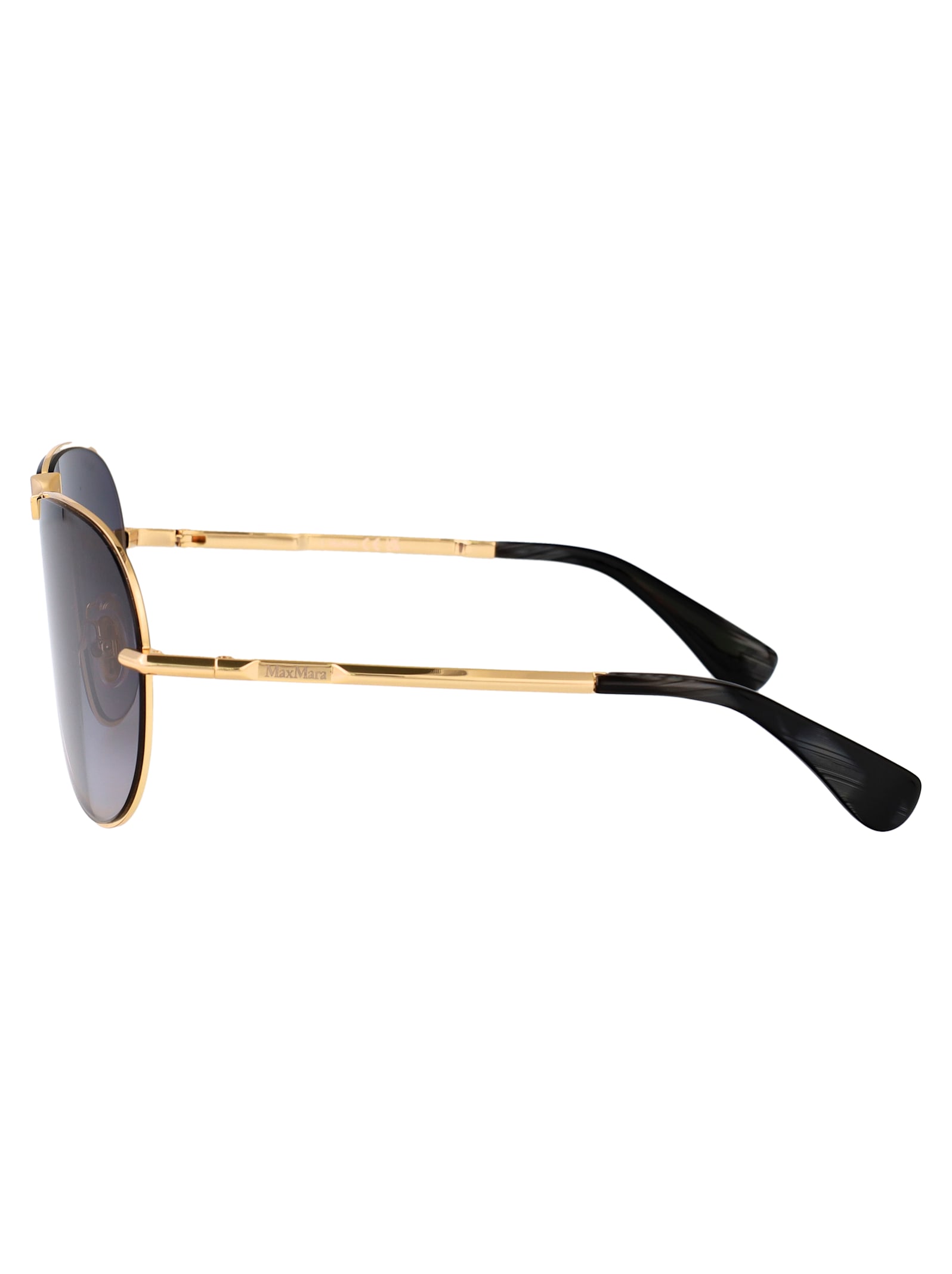 Max Mara Miller-2 Metal Aviator Sunglasses In Gold