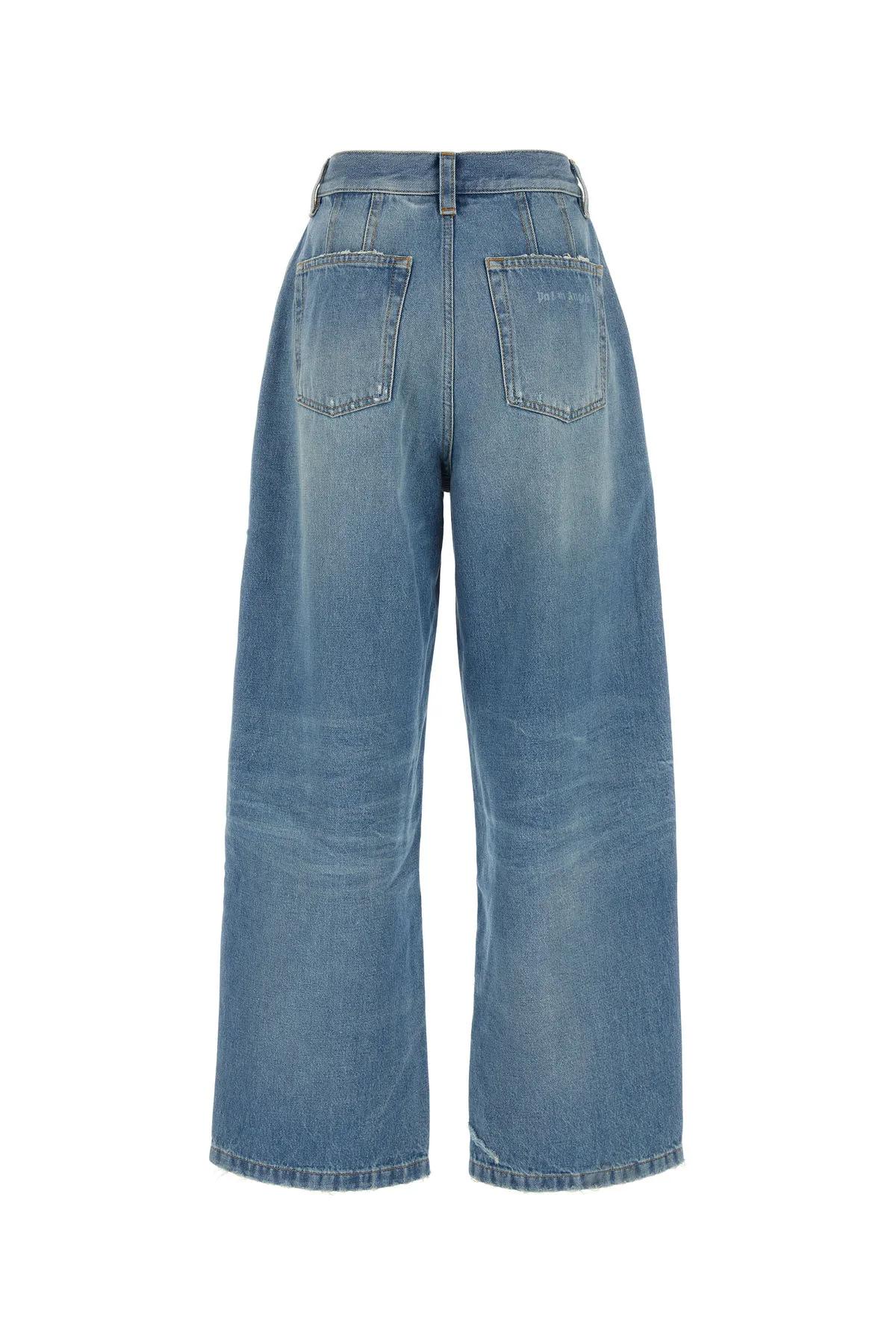 Shop Palm Angels Denim Wide-leg Jeans In Blue