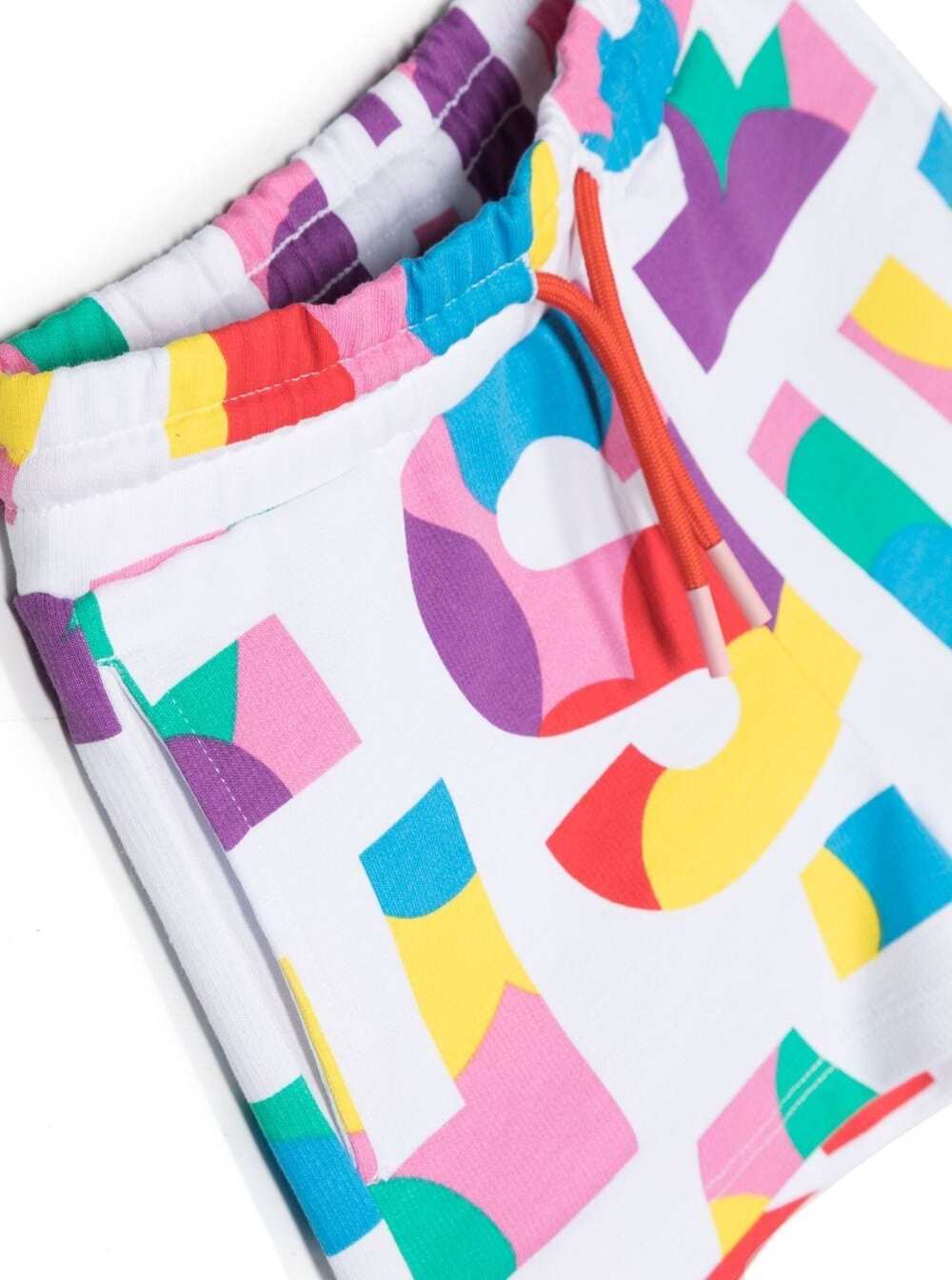 Shop Stella Mccartney Bermuda Shorts With All-over Logo Graphic Print In Multicolored Cotton Girl