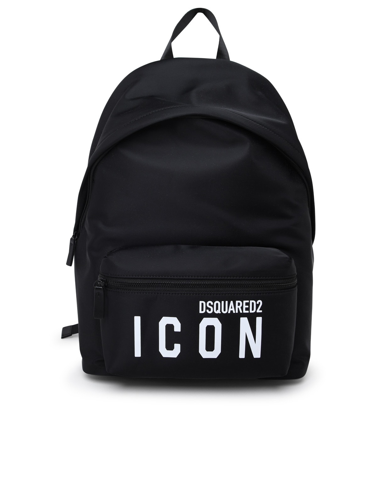 Dsquared2 Be Icon Black Fabric Backpack In Nero/bianco