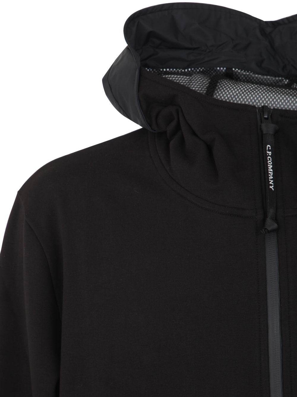 Shop C.p. Company Metropolis Series Stretch Fleece Mixed Zipped Hoodie In Black