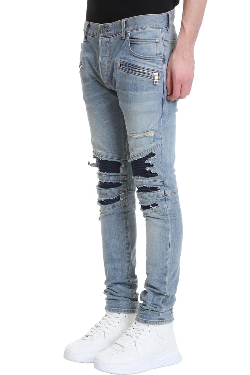 blue balmain jeans