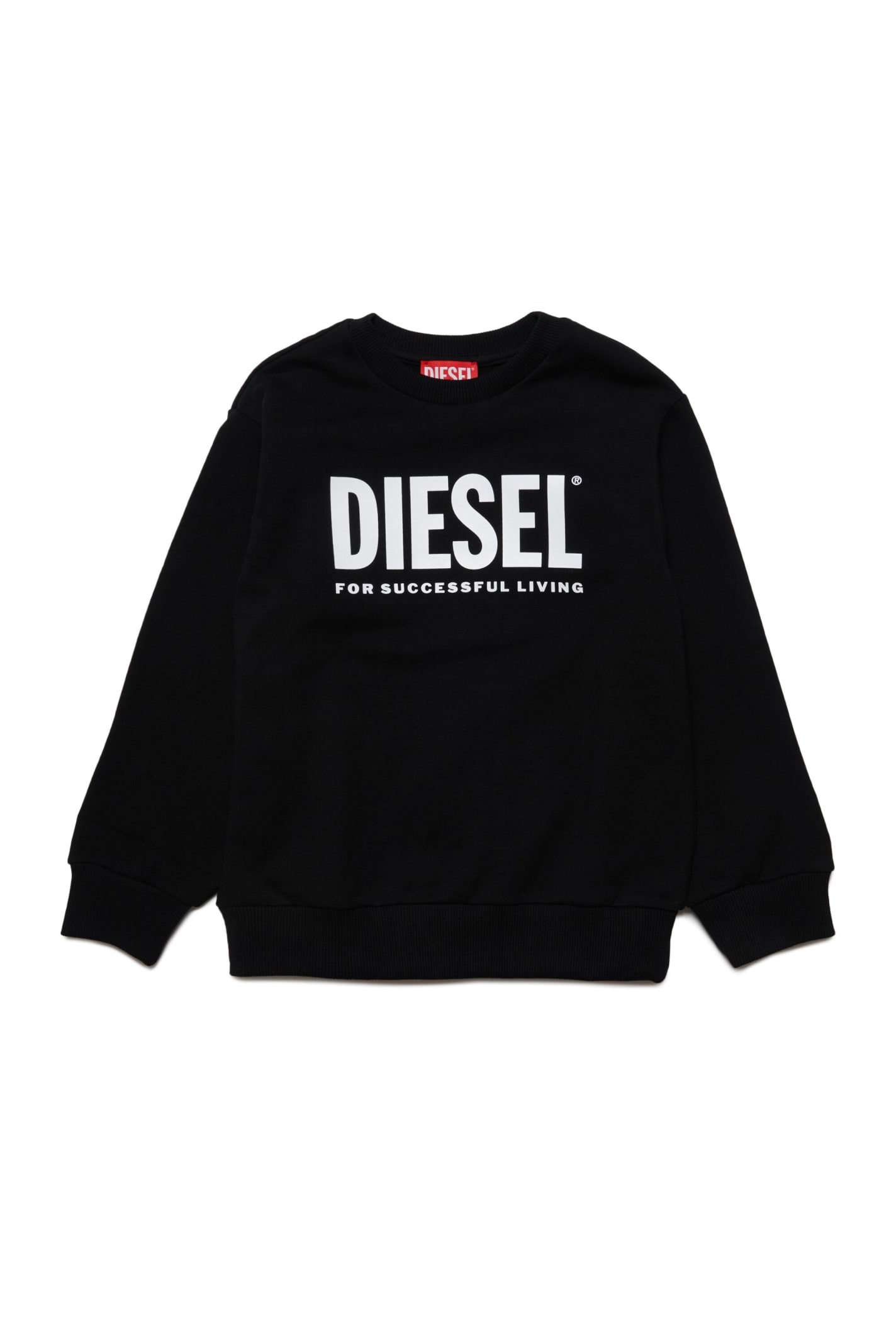 Shop Diesel Lsfort Di Over Sweaters  Cotton Crew-neck Sweatshirt With Logo
