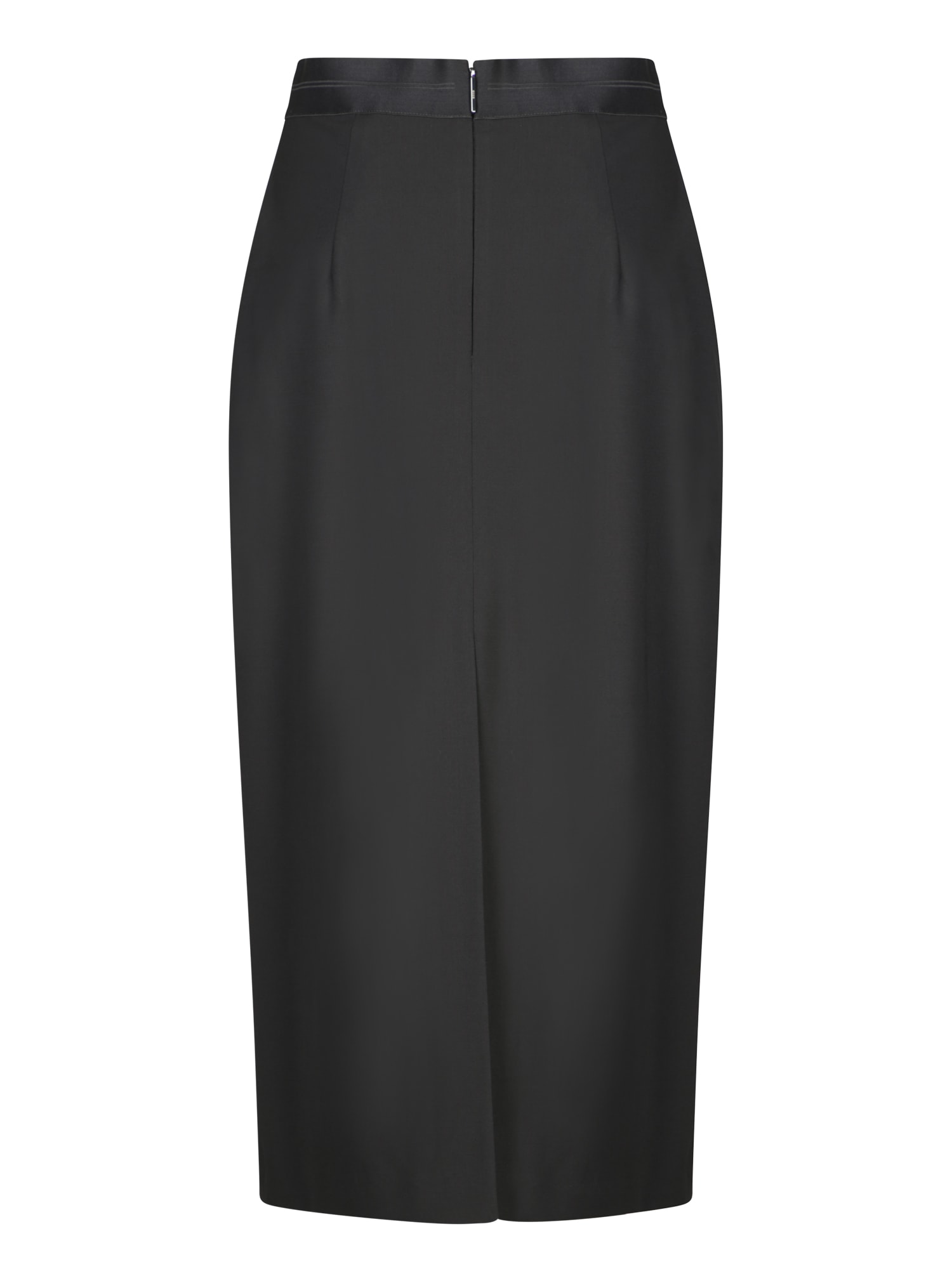 Shop Msgm Black Wool Fresco Pencil Skirt