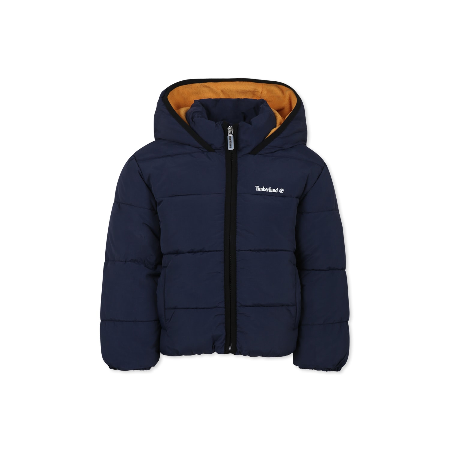 Timberland Blue Down Jacket For Boy With Logo In Blue