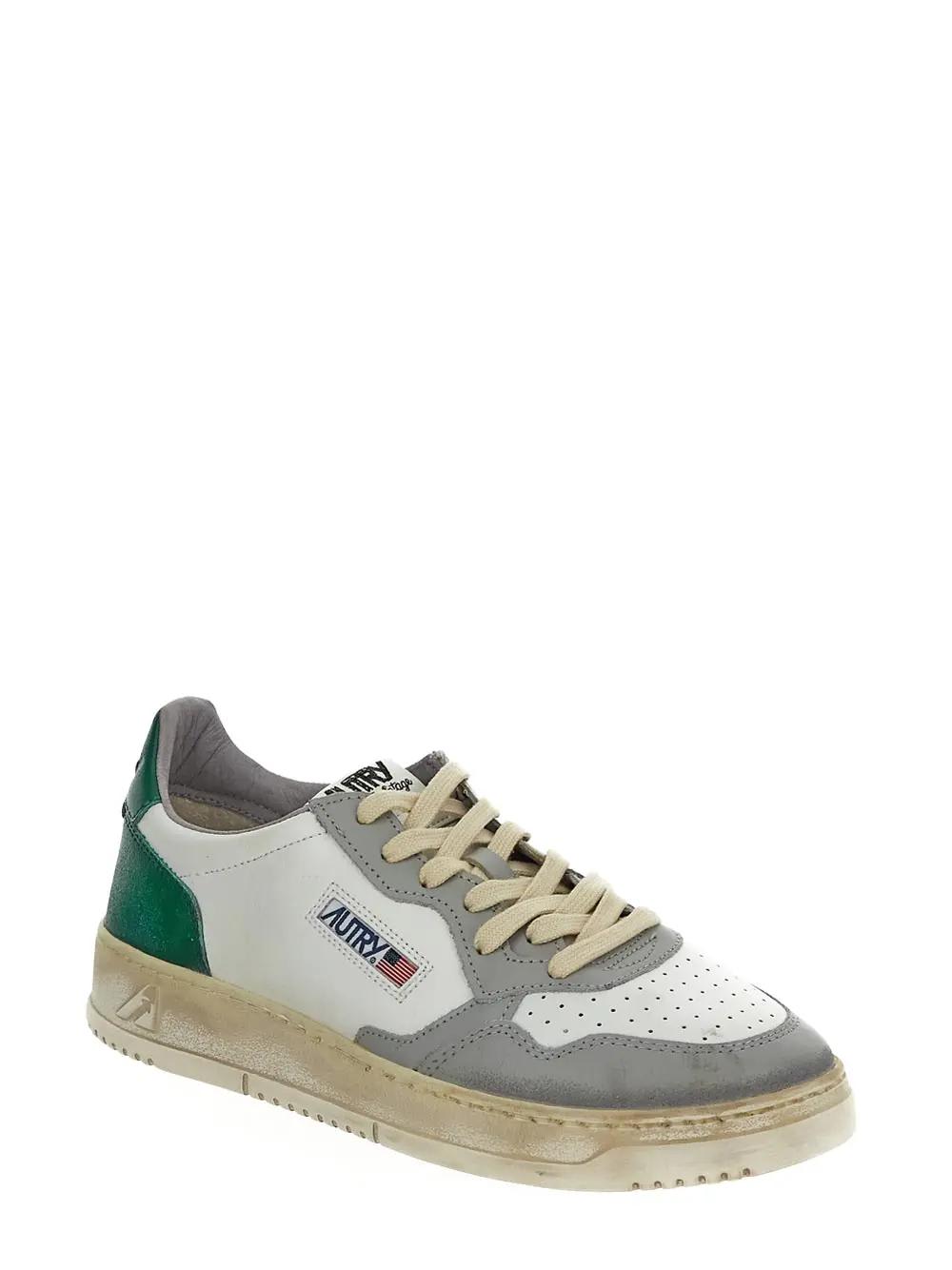 Autry Supvint Sneaker In Wht/grn/grey