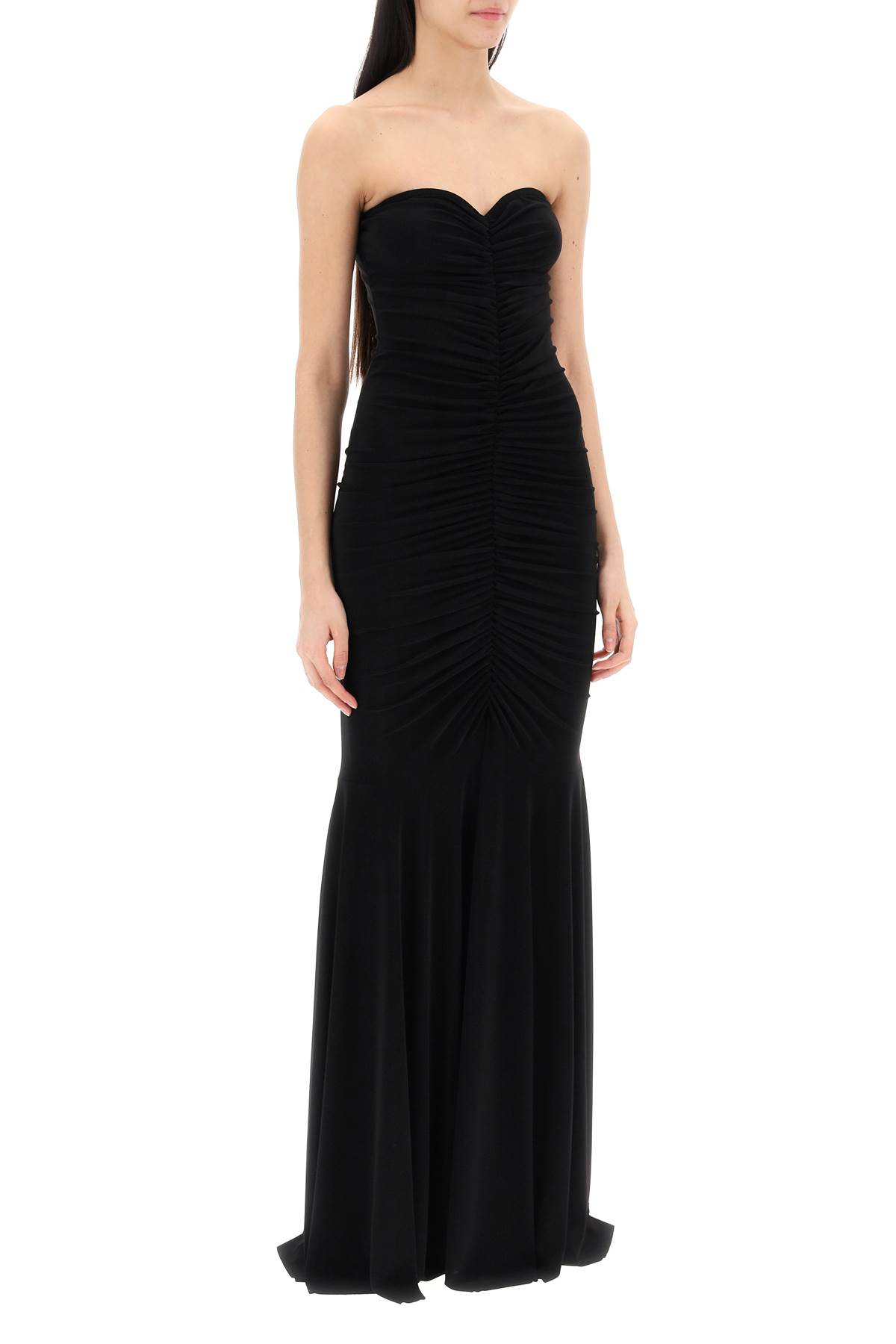 Shop Norma Kamali Strapless Mermaid-style Long Dress In Black (black)