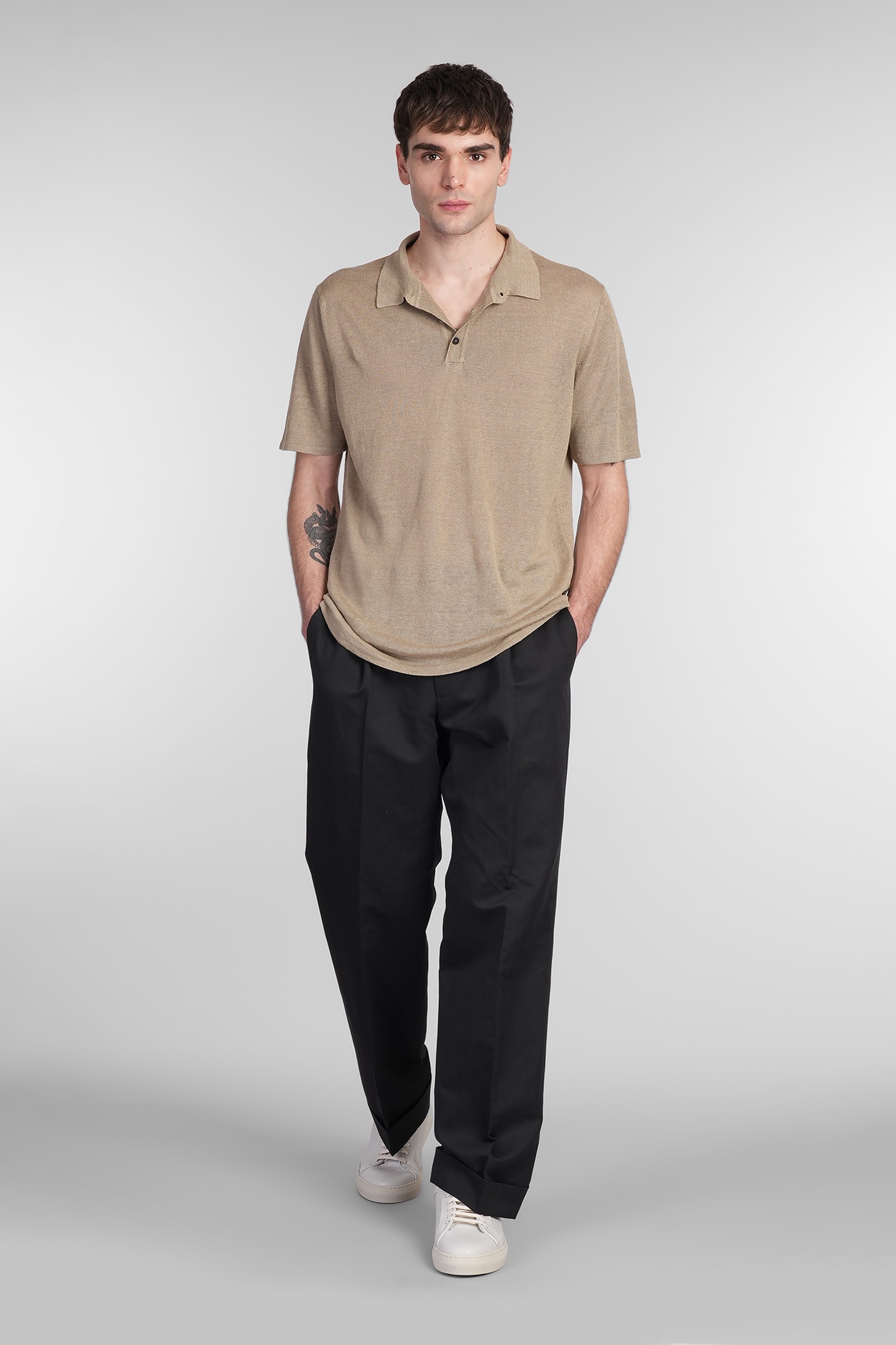 Roberto Collina Polo In Beige Linen In Beige