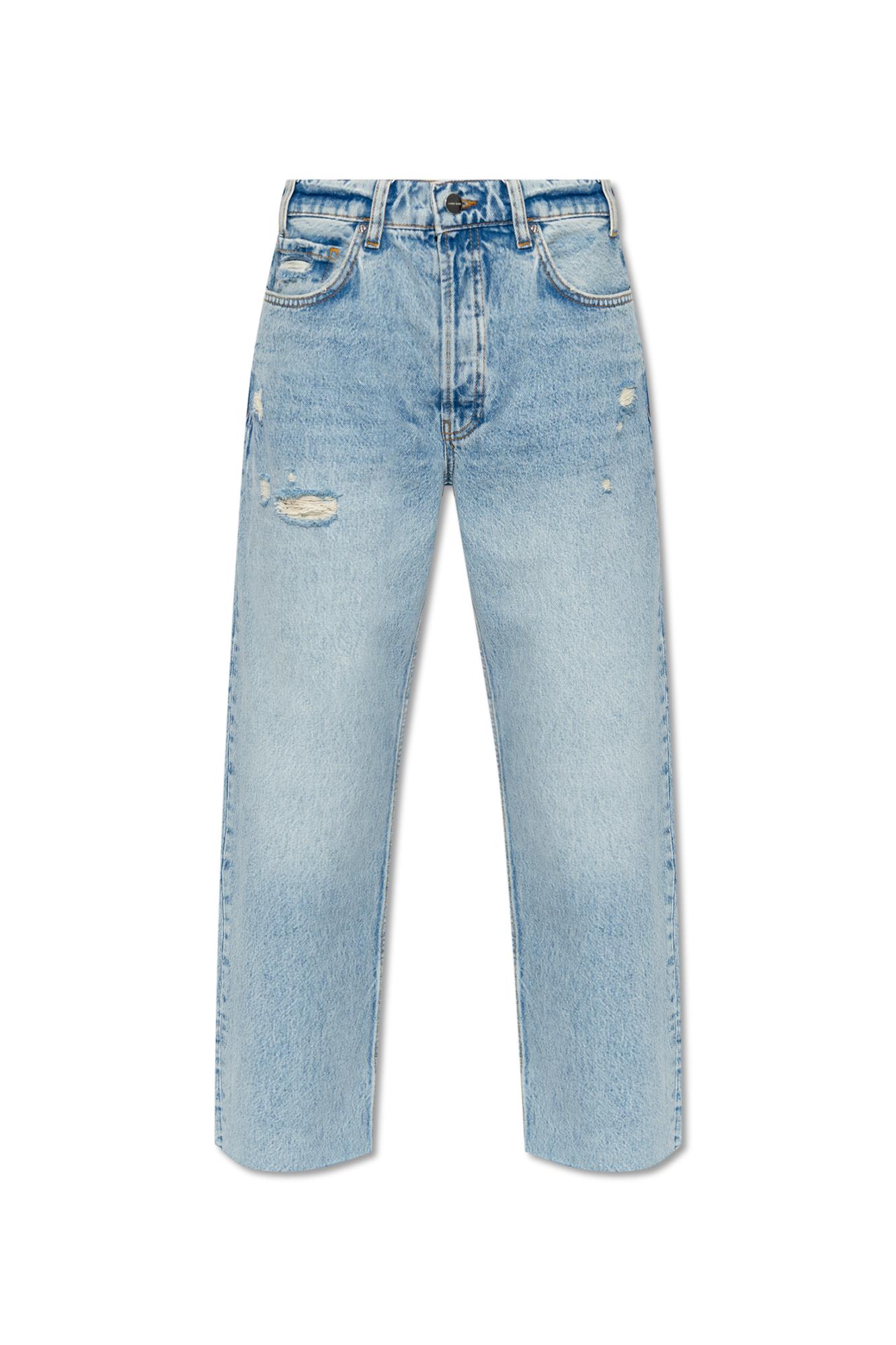 Shop Anine Bing Gavin Relaxed Straight Jeans In Washed Blue