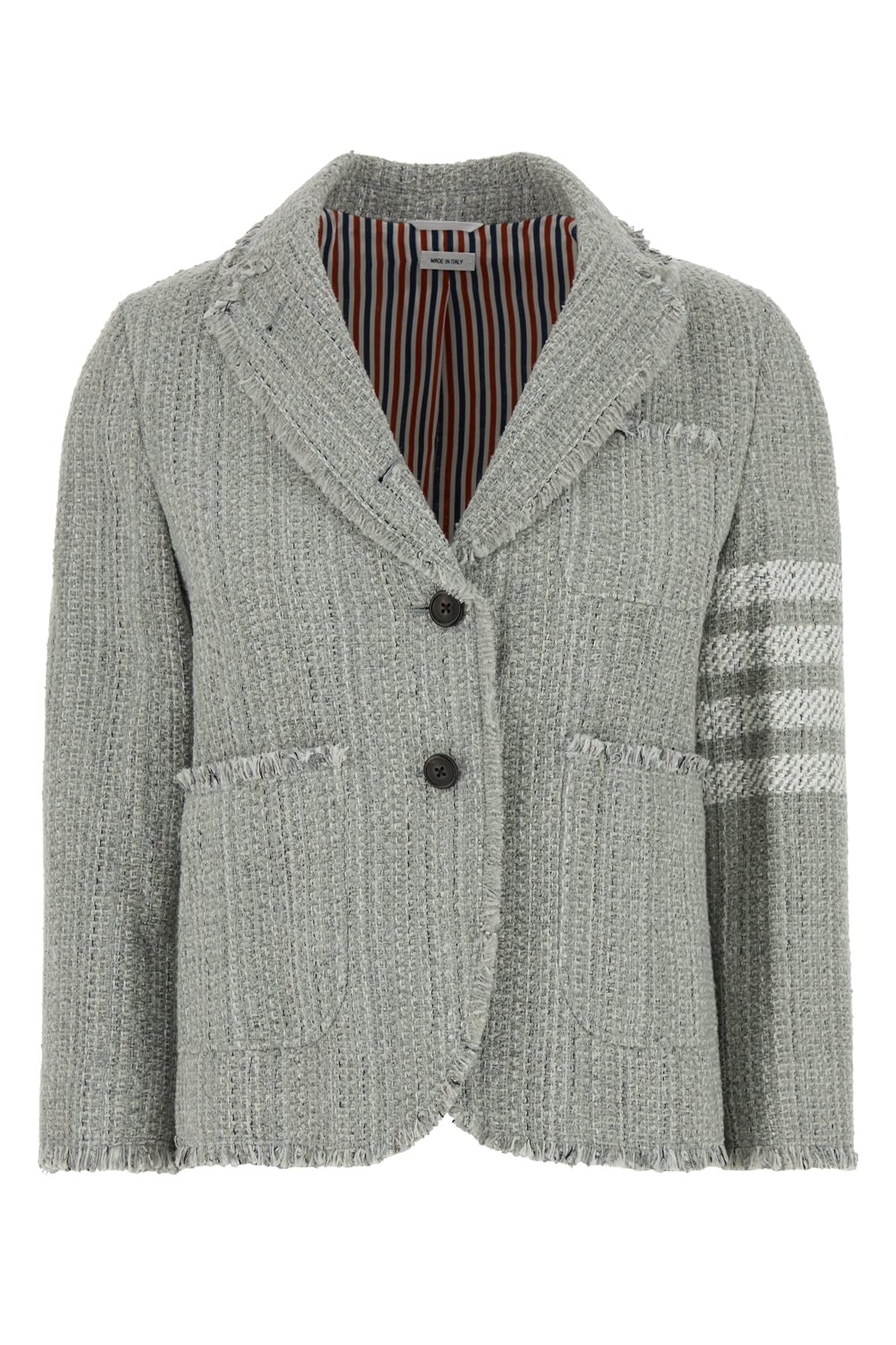 Thom Browne Grey 4 Bar-stripe Tweed Jacket