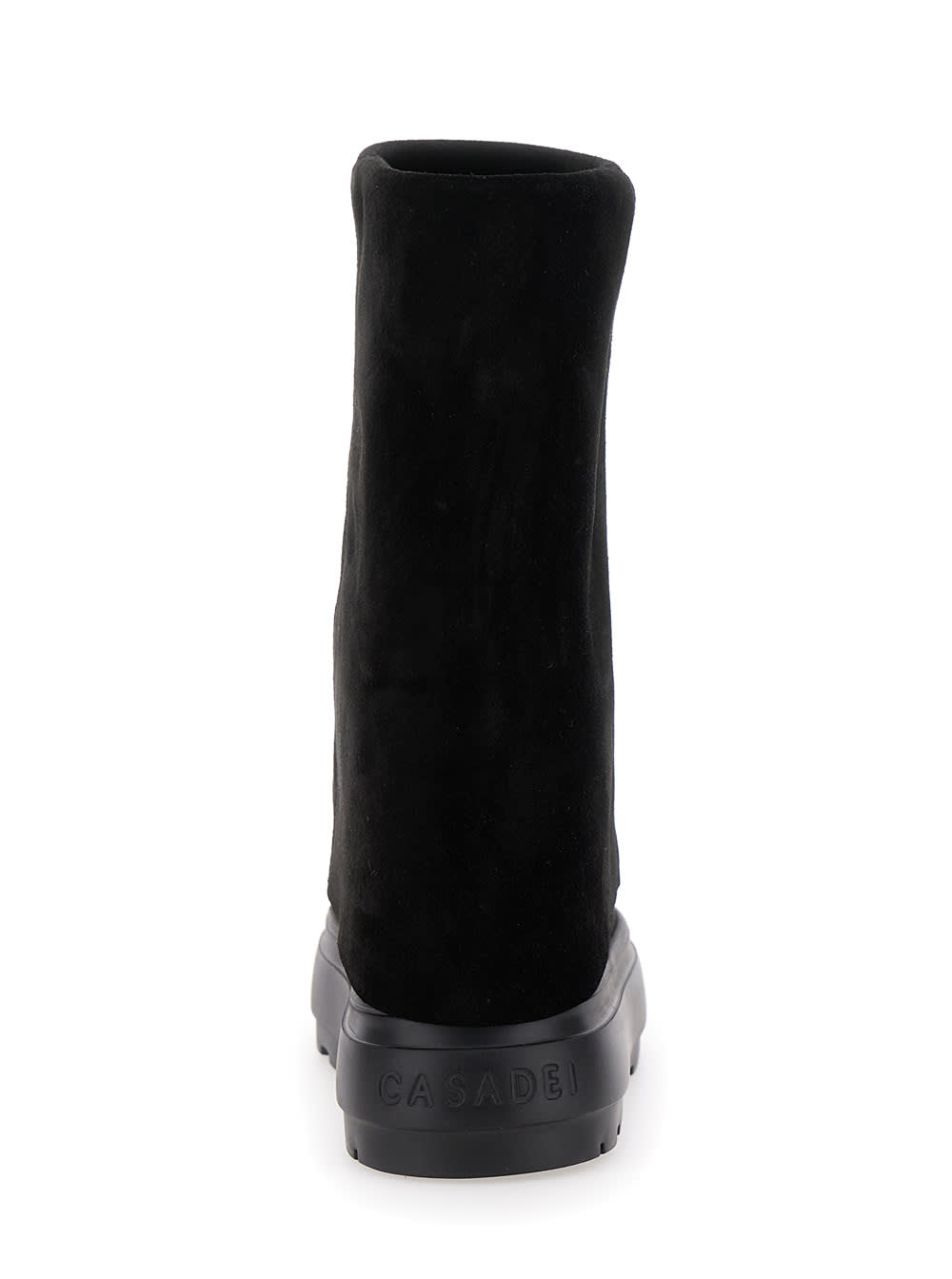 Shop Casadei Black Boots With Turn-up With Platform In Suede Woman