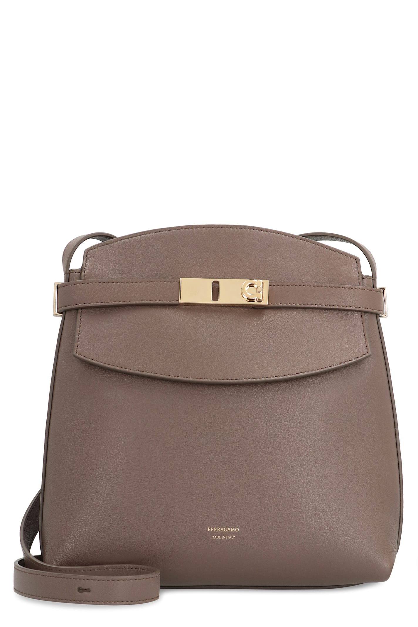 Shop Ferragamo Leather Crossbody Bag In Brown