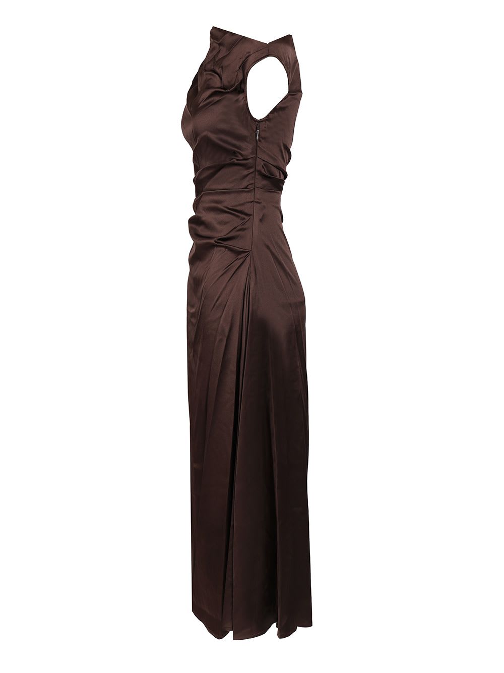 Staud Phare Silk-blend Satin Cocktail Dress In Brown