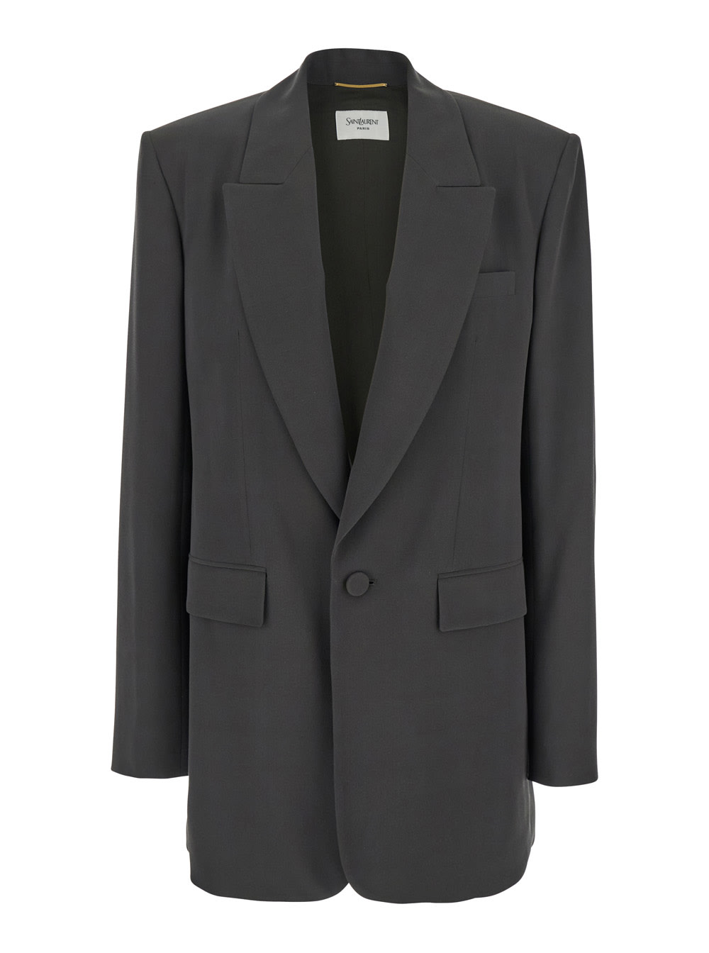 Saint Laurent Veste Tailleur Hyper Crepe Mousse De Soie In Grey