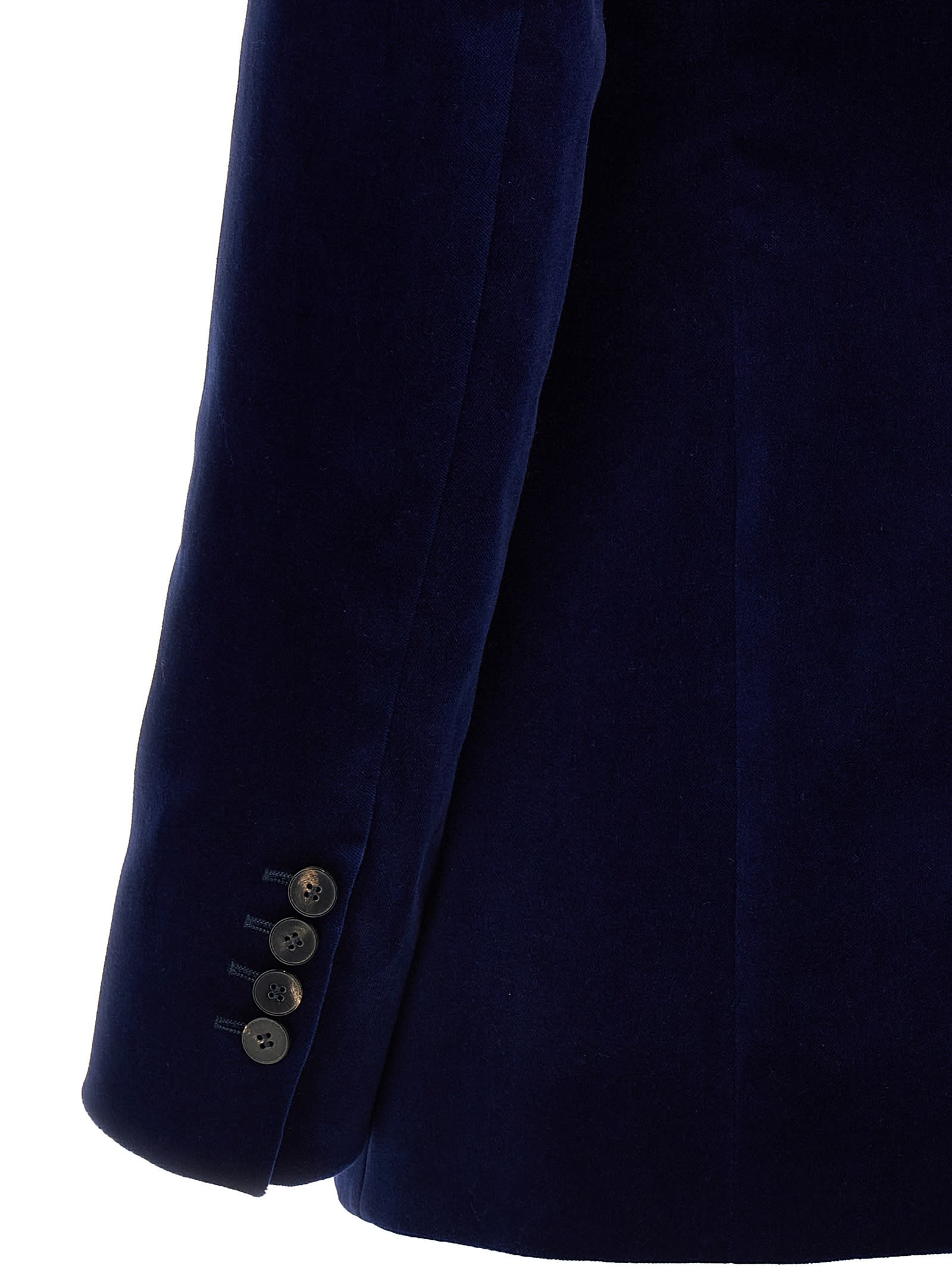 Shop Alberto Biani Single-breasted Velvet Blazer In Blue