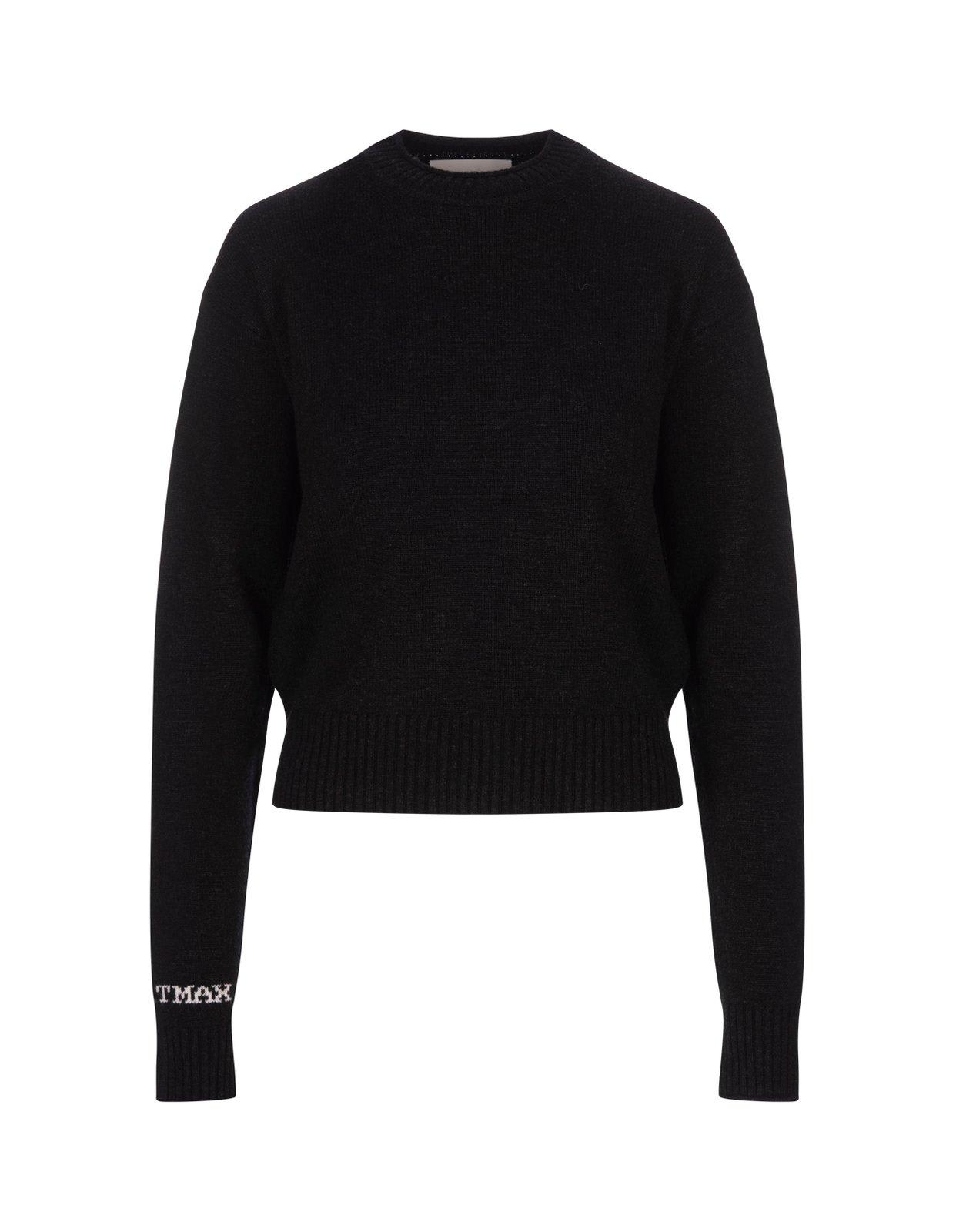 Shop Sportmax Crewneck Long-sleeved Jumper In Black